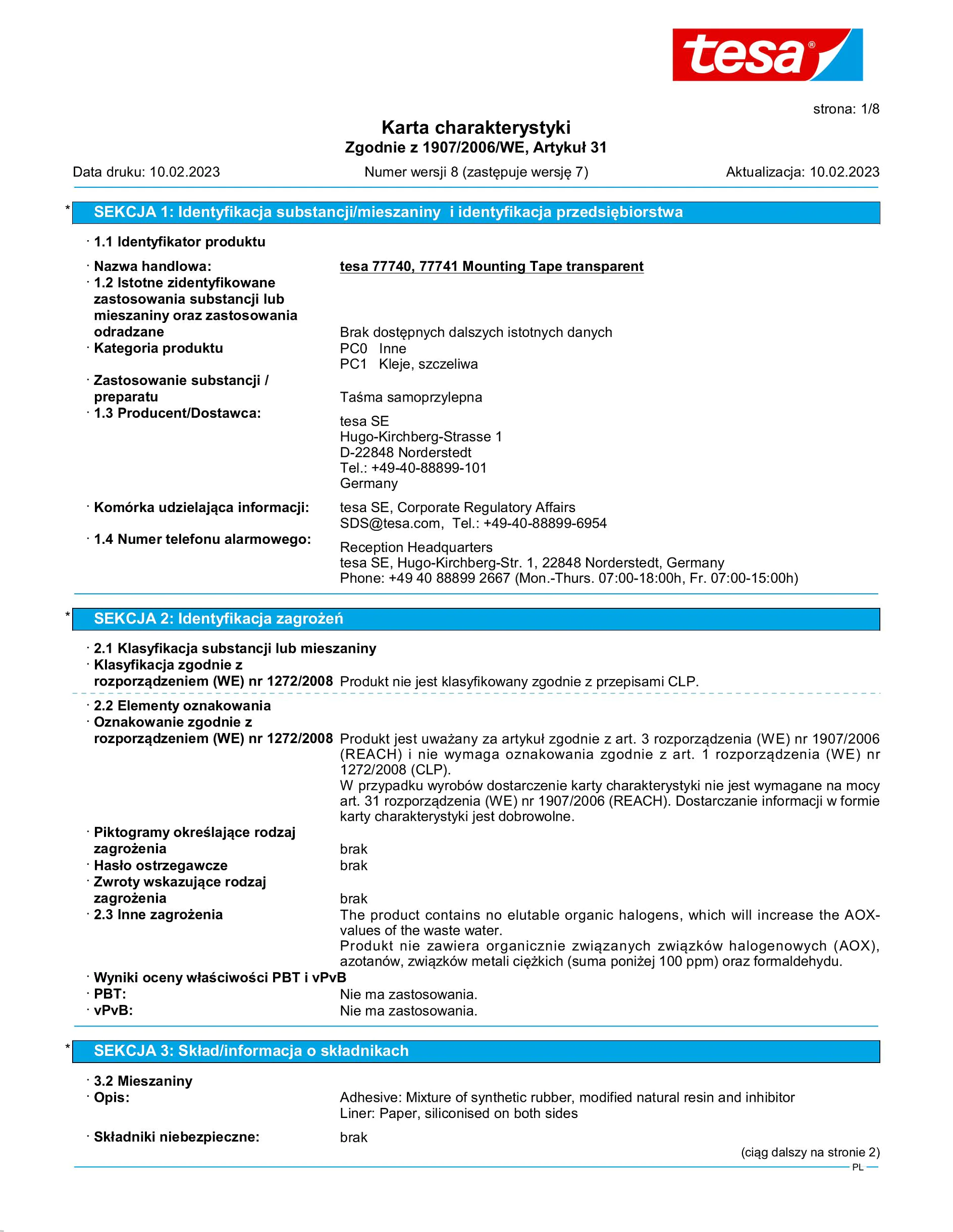 Safety data sheet_tesa® 77740_pl-PL_v8