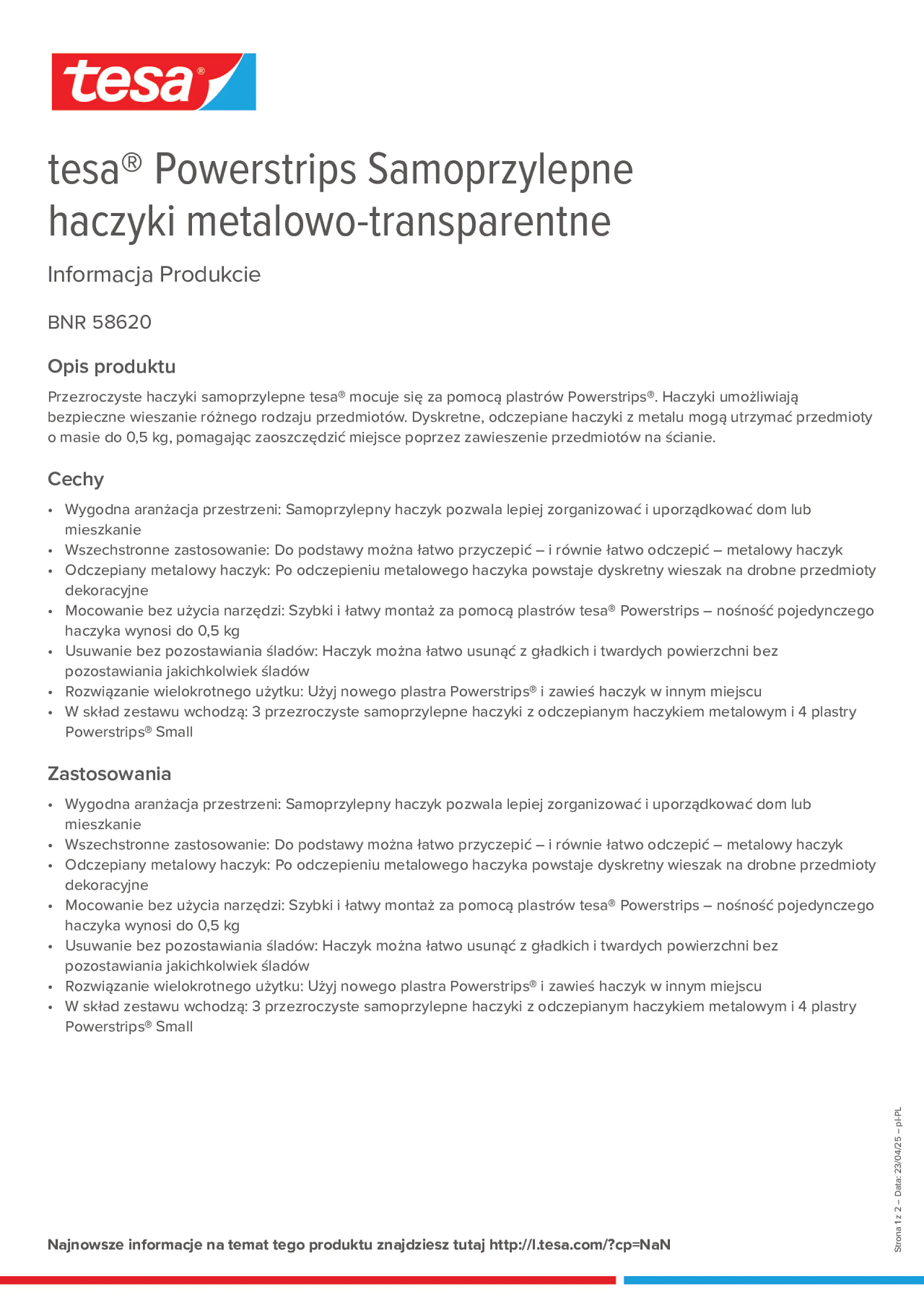 Product information_tesa® Powerstrips 58620_pl-PL
