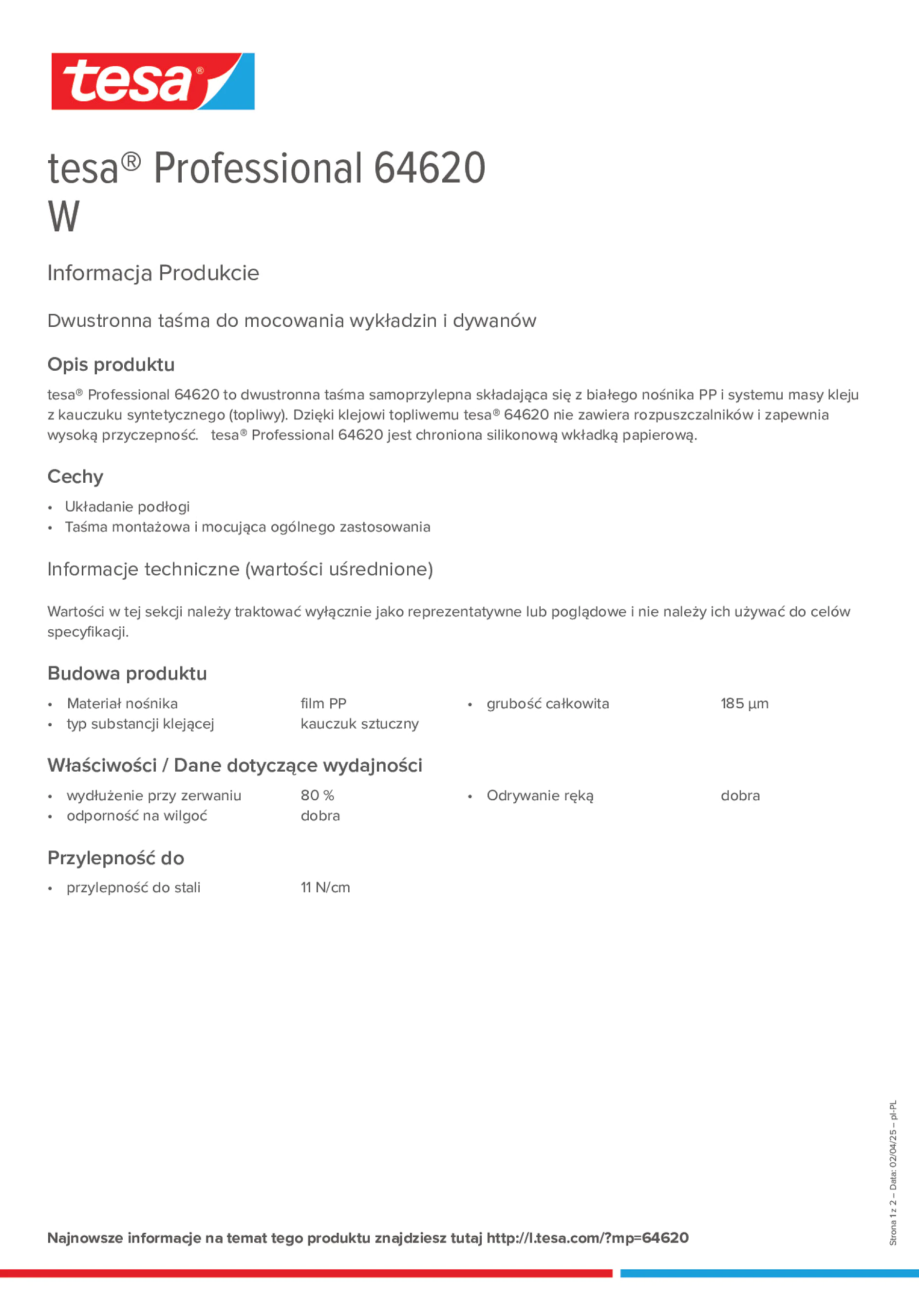 Product information_tesa® Professional 64620_pl-PL