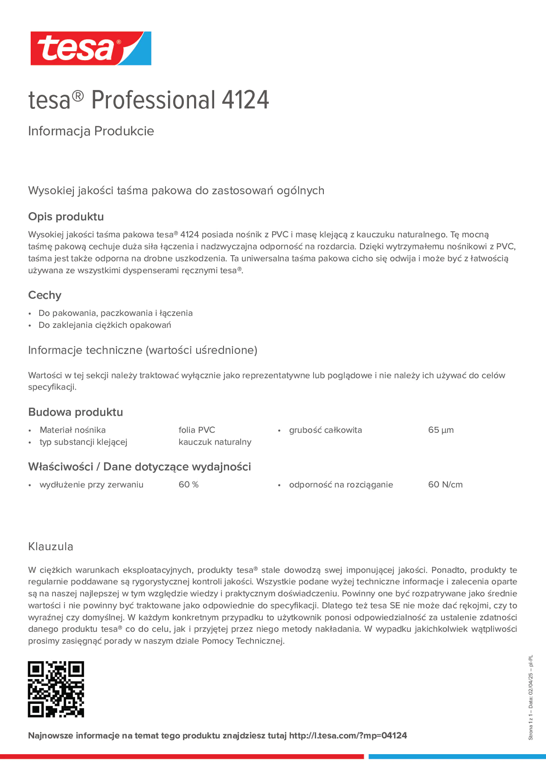 Product information_tesa® Professional 04124_pl-PL