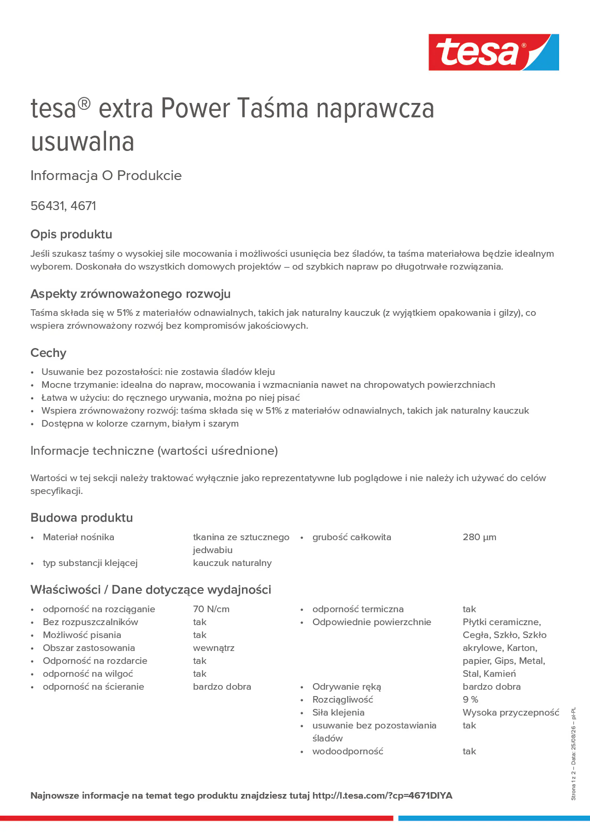 Product information_tesa® extra Power 4671DIYA_pl-PL