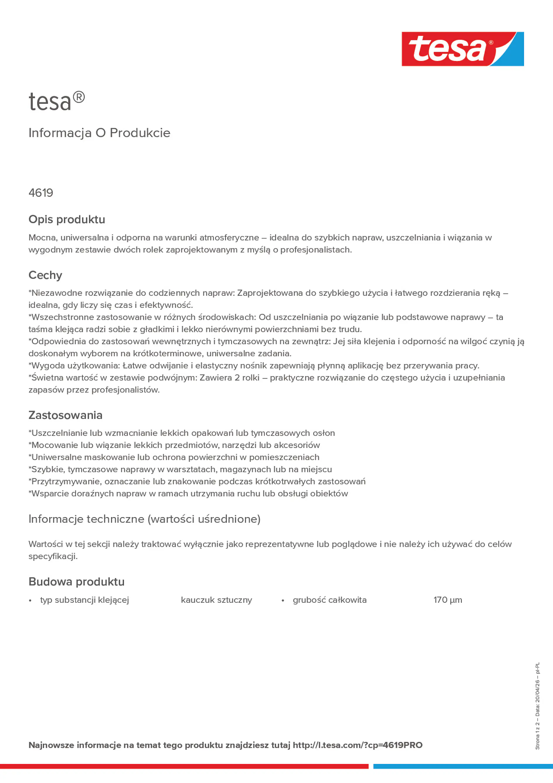 Product information_tesa® 4619PRO_pl-PL