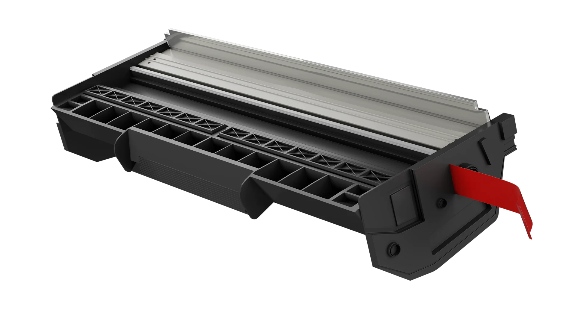 O selante do toner é protegido pela fita.