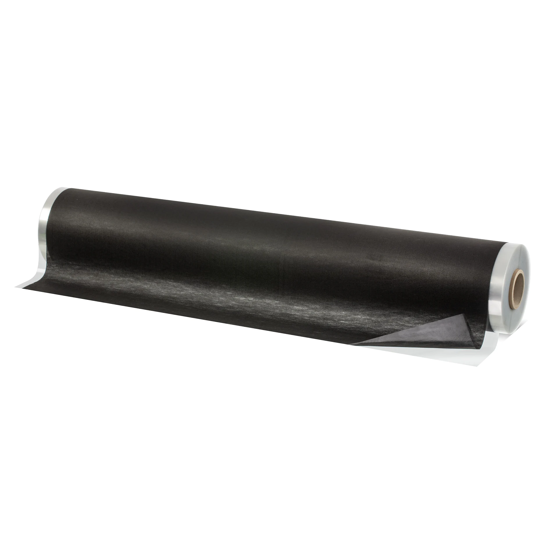 roll of black tesa adhesive tape on white background, showing the smooth surface and cylindrical shape (This text has been generated by AI)