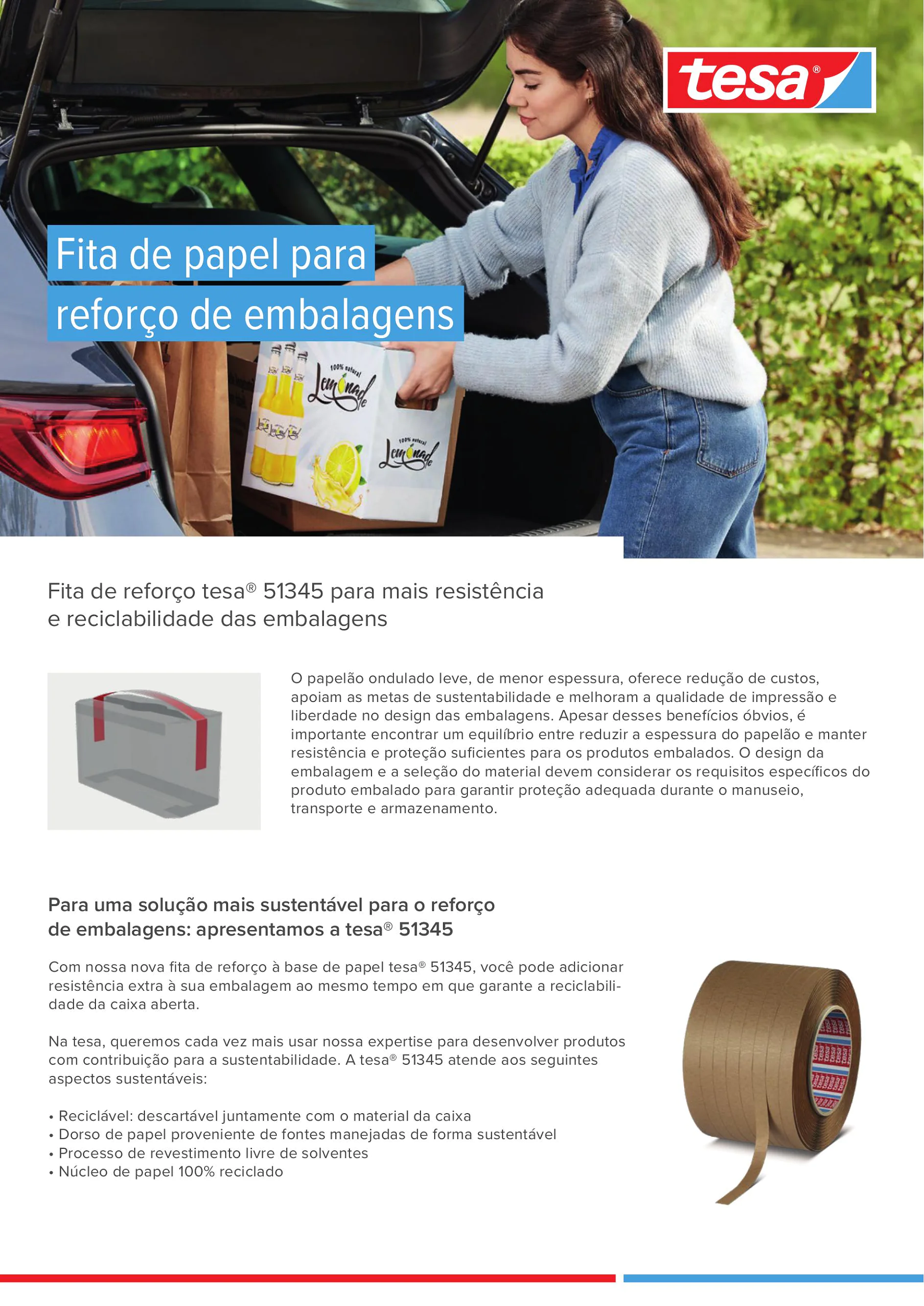 tesa® 51345 Fita de papel para reforço de embalagens