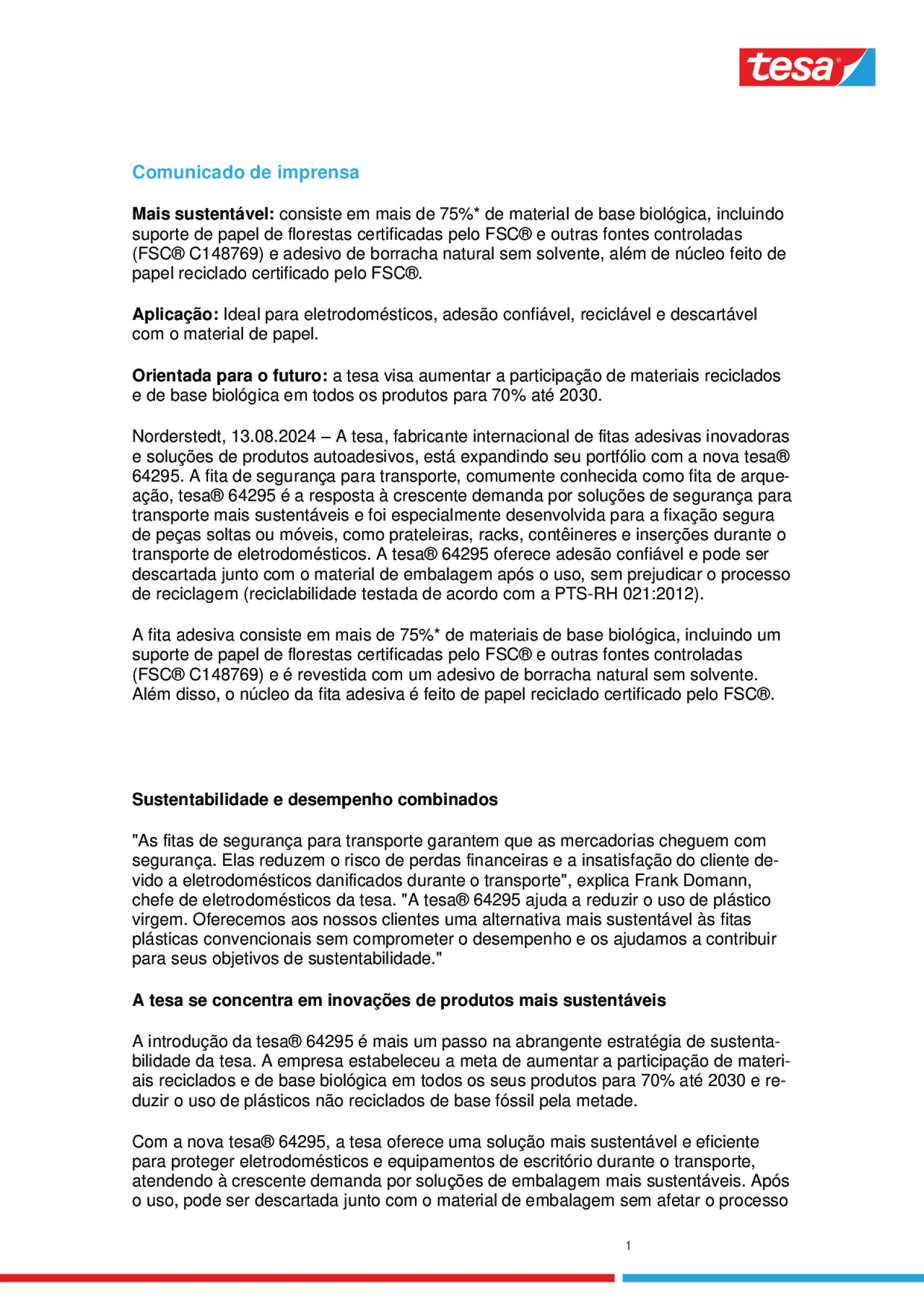 tesa® 64295 COMFSC® certificação