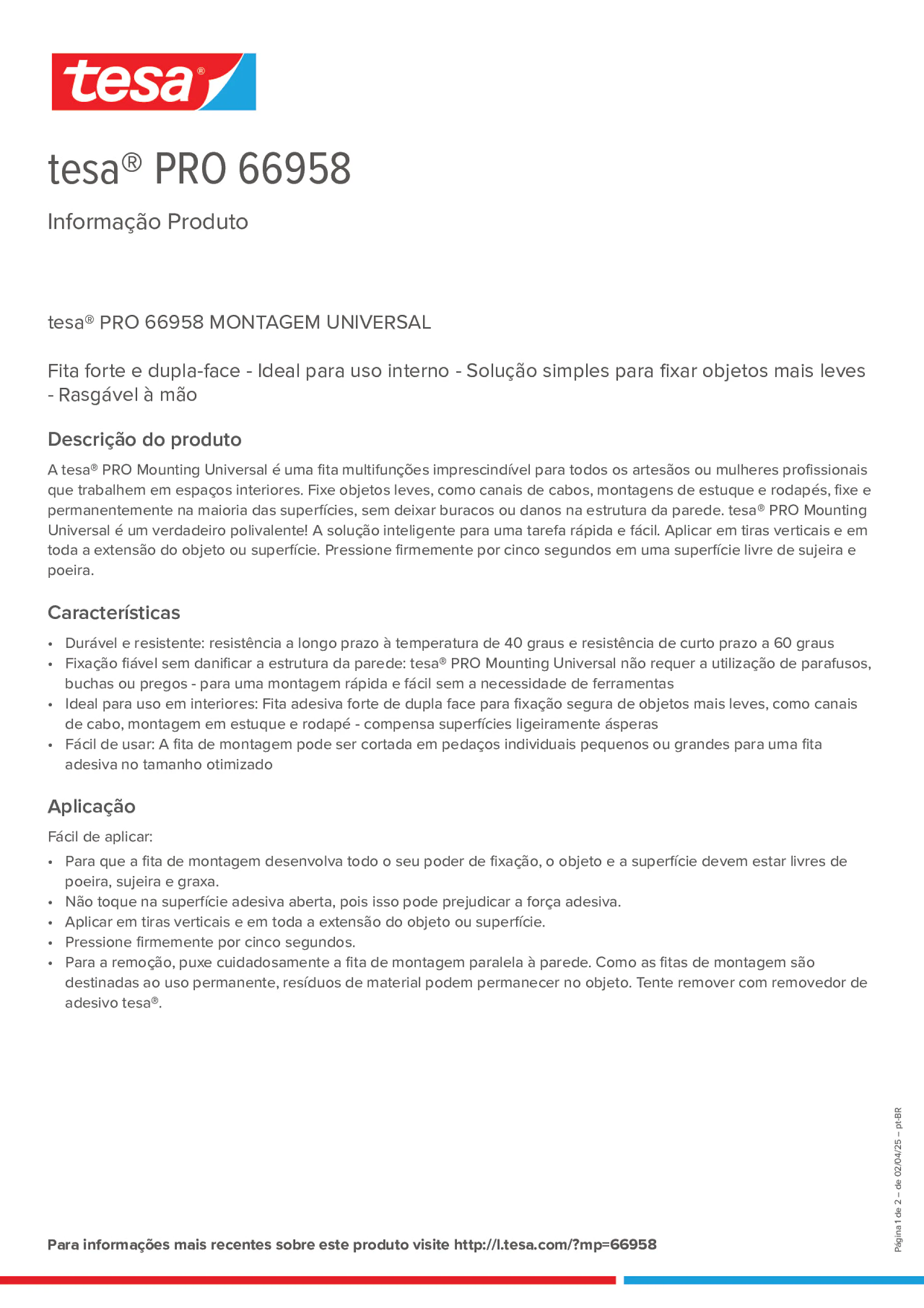 Product information_tesa® PRO 66958_pt-BR
