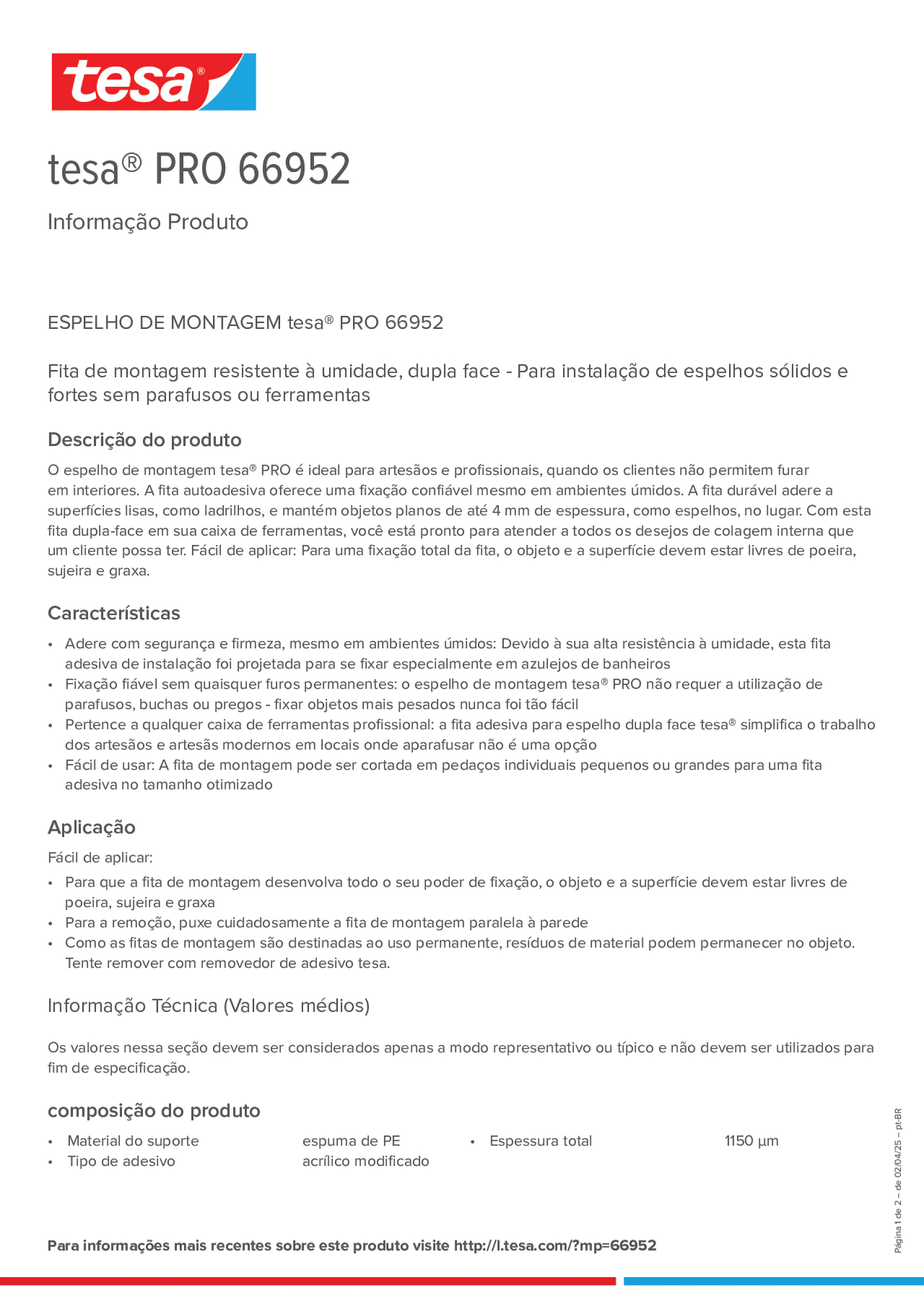Product information_tesa® PRO 66952_pt-BR