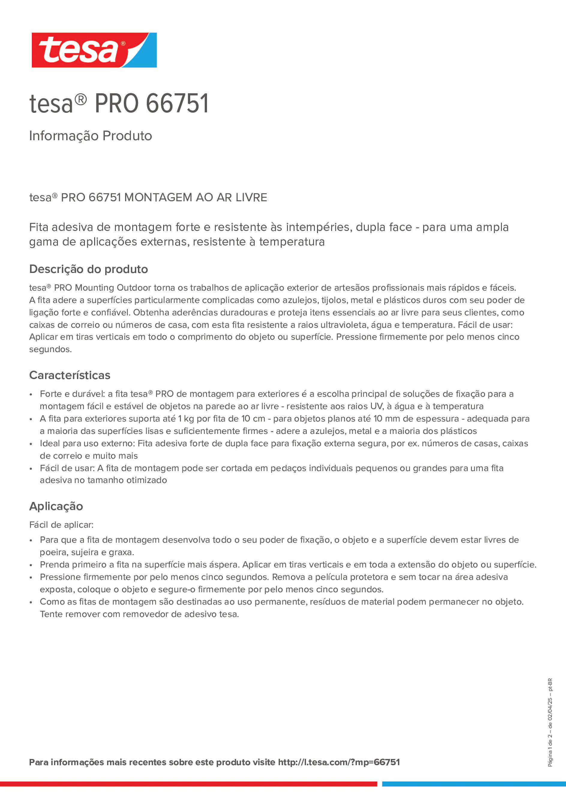 Product information_tesa® PRO 66751_pt-BR