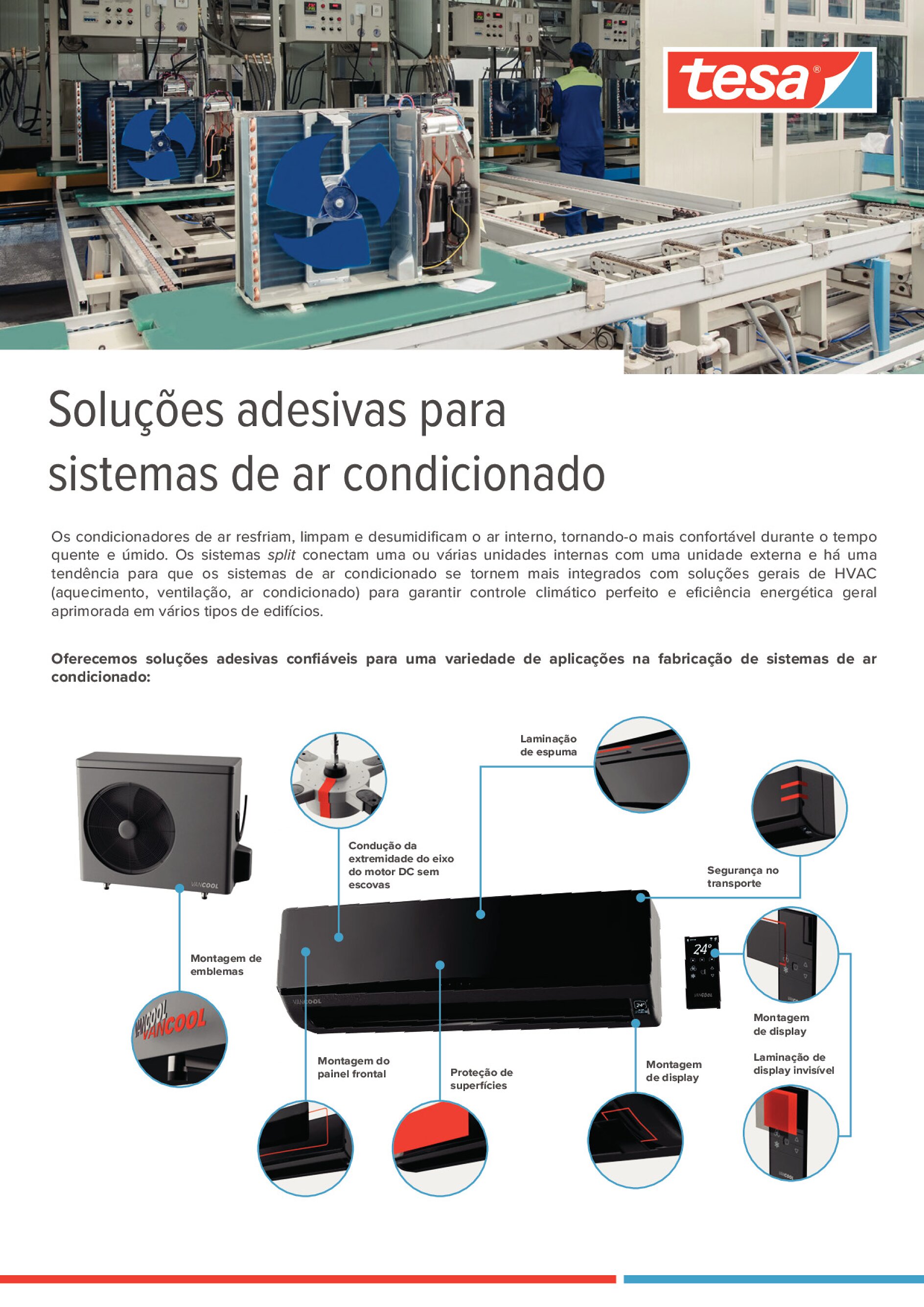 Soluções adesivas para sistemas de ar condicionado
