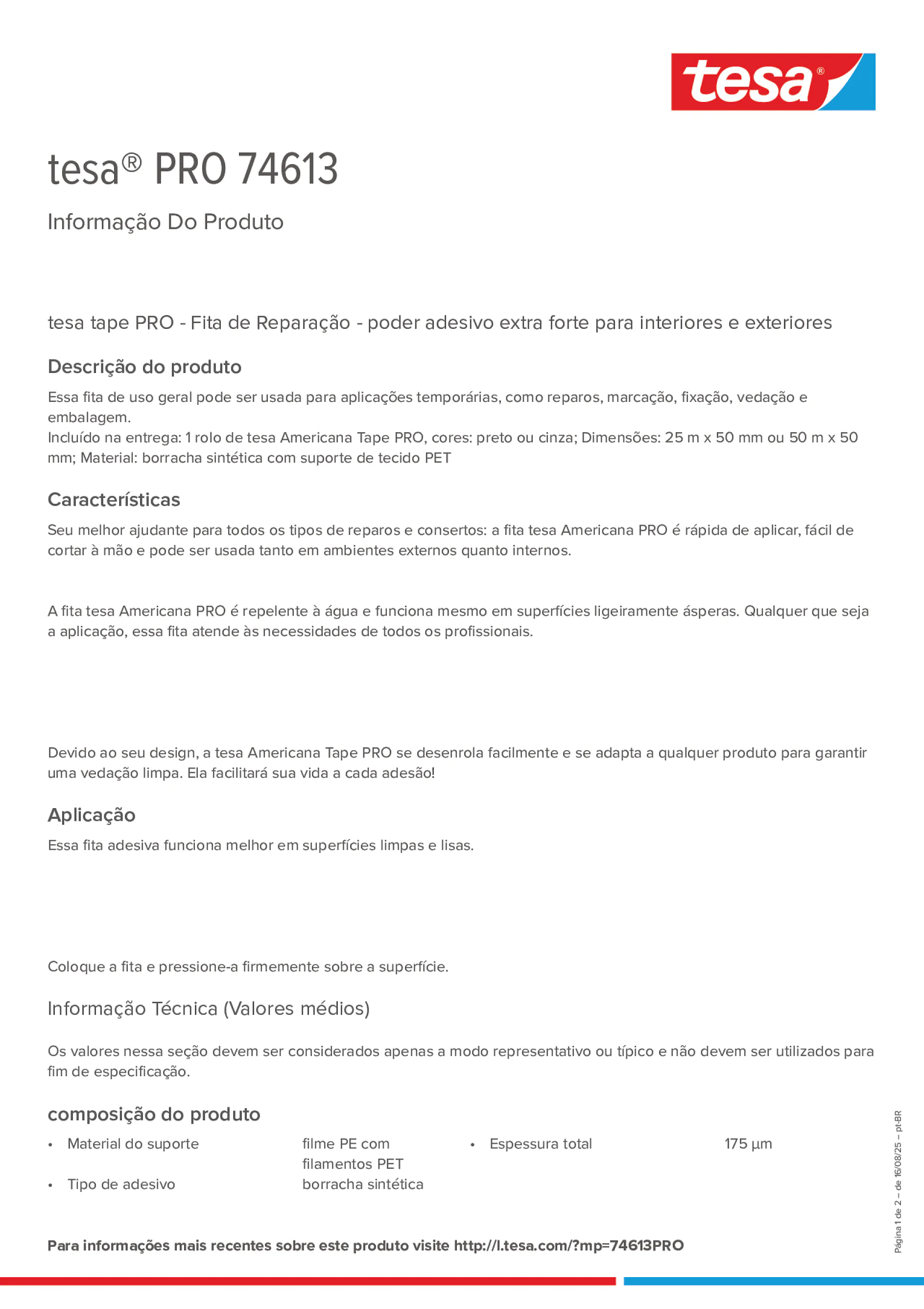 Product information_tesa® PRO 74613_pt-BR