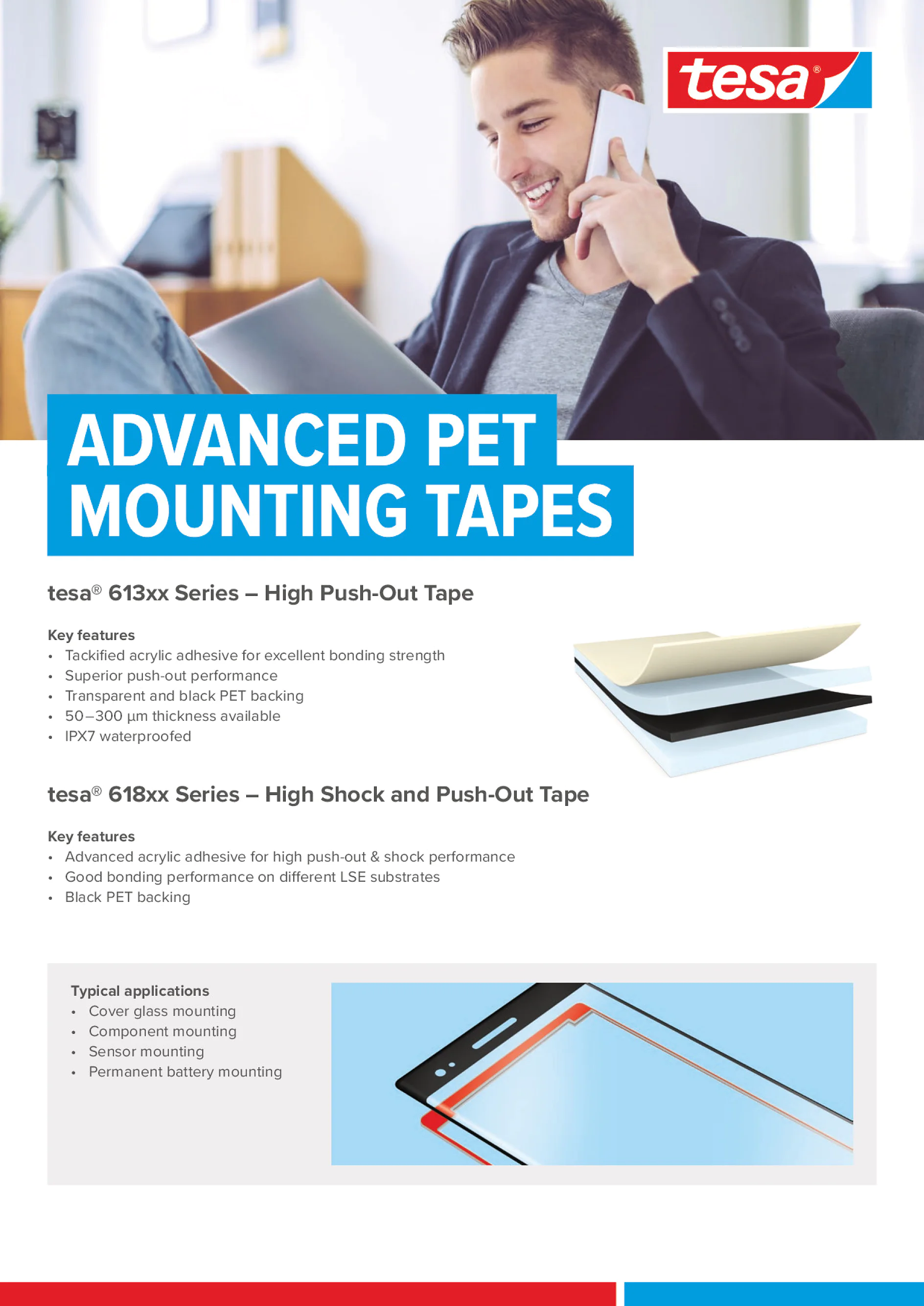 fitas adesivas avançadas para montagem de PET tesa electronics 2019 resumo web