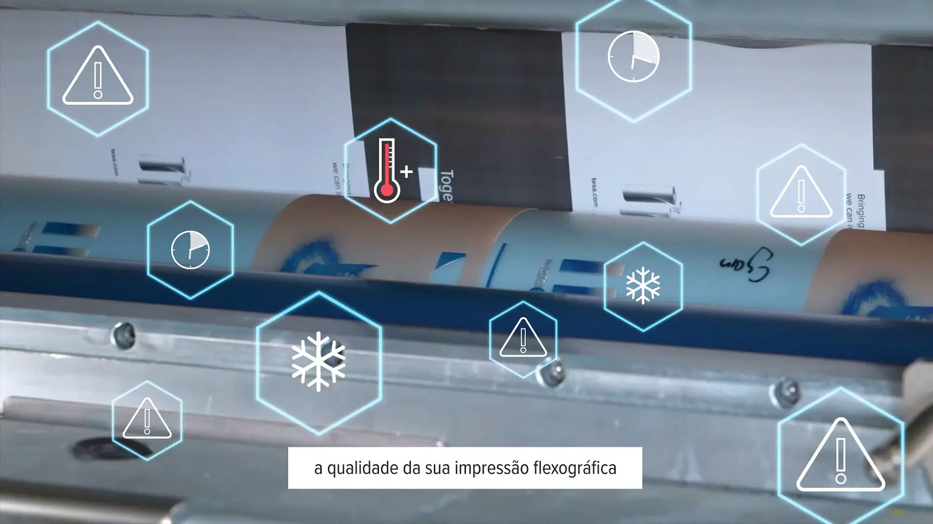 Vídeo com especialistas técnicos da tesa em ambiente de impressão flexográfica