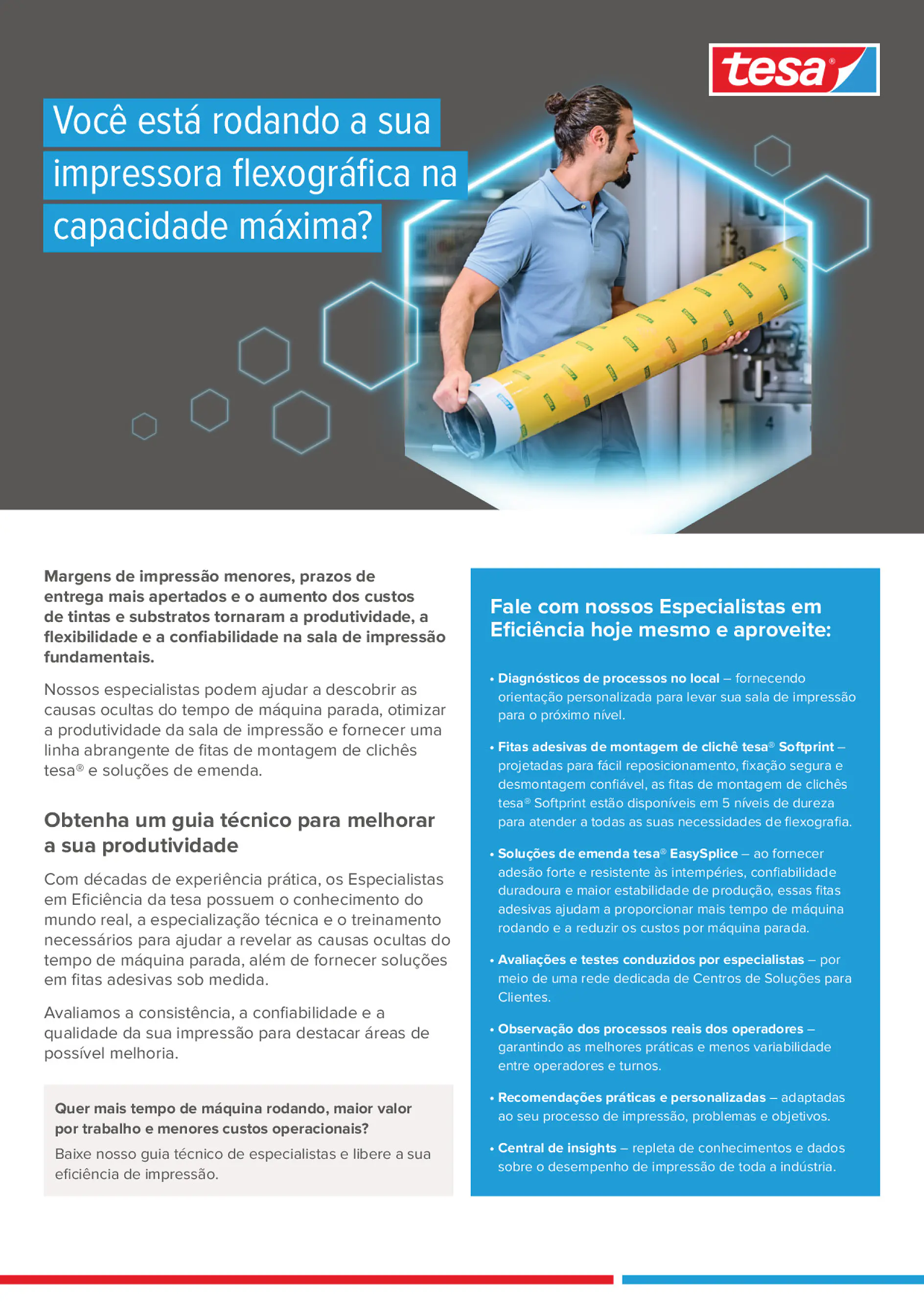 Capa do Guia Técnico da tesa para melhorar a eficiência da impressão flexográfica.