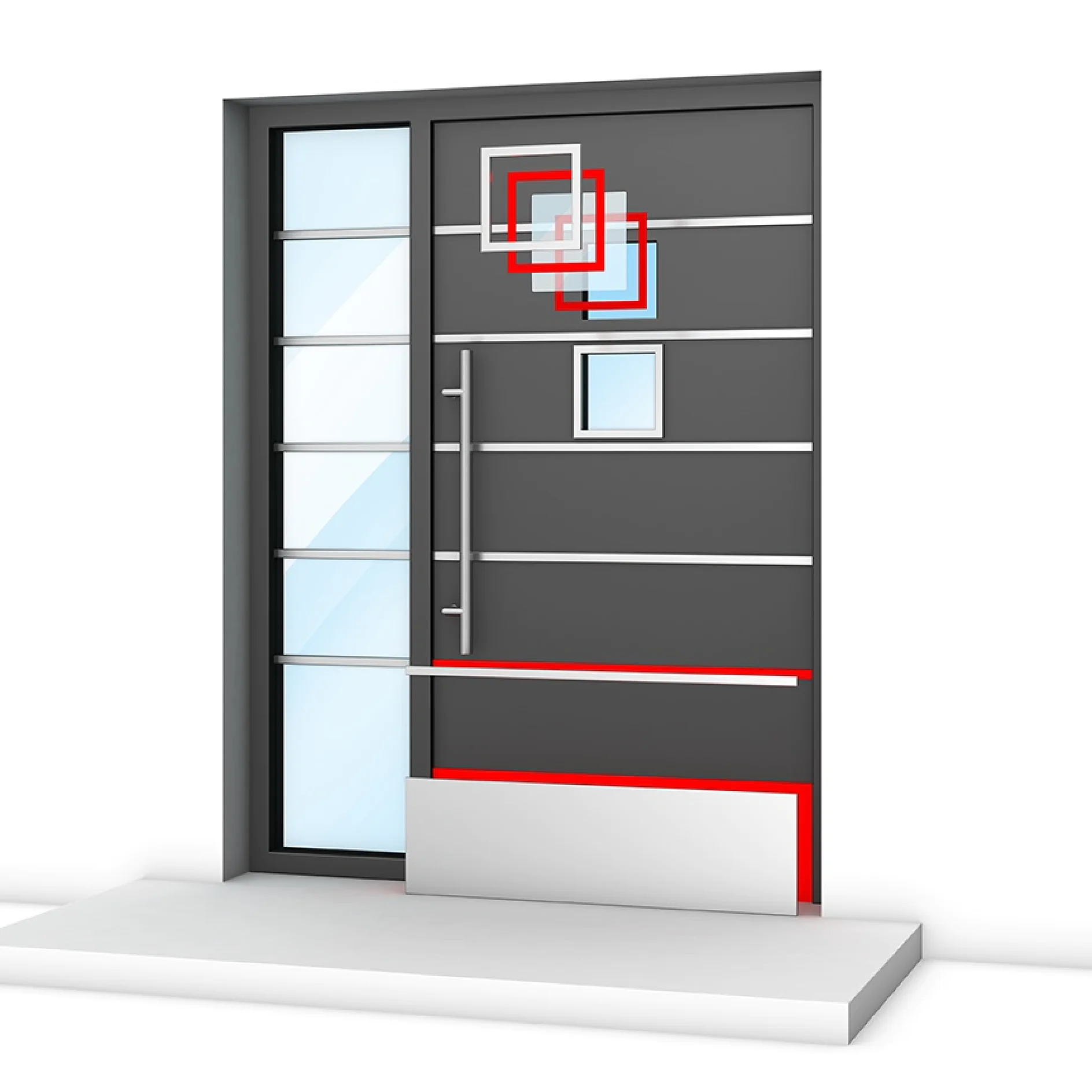 Fixação de elementos decorativos, elementos de vidro e soleiras