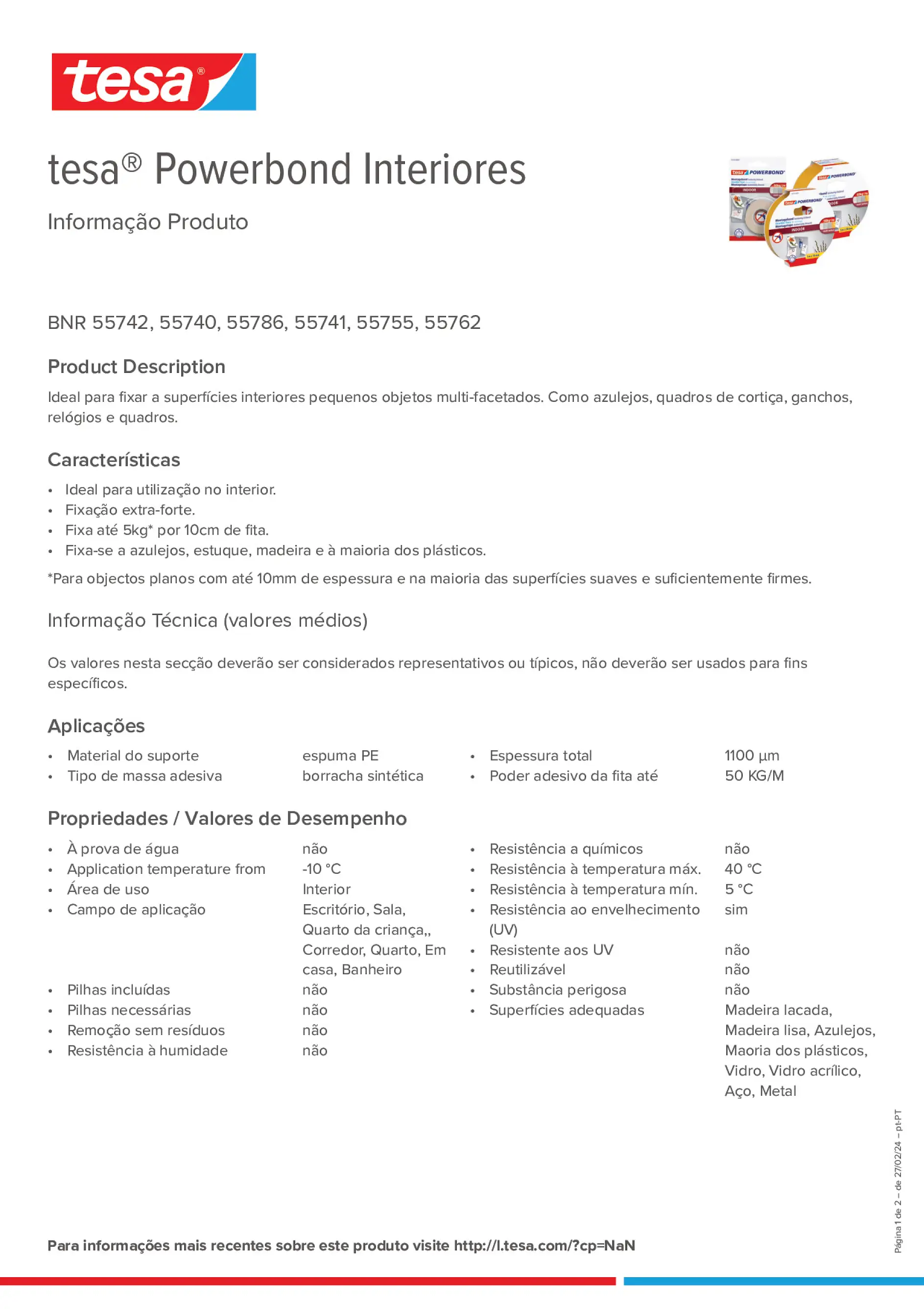 Product information_tesa® Powerbond 55740_pt-PT