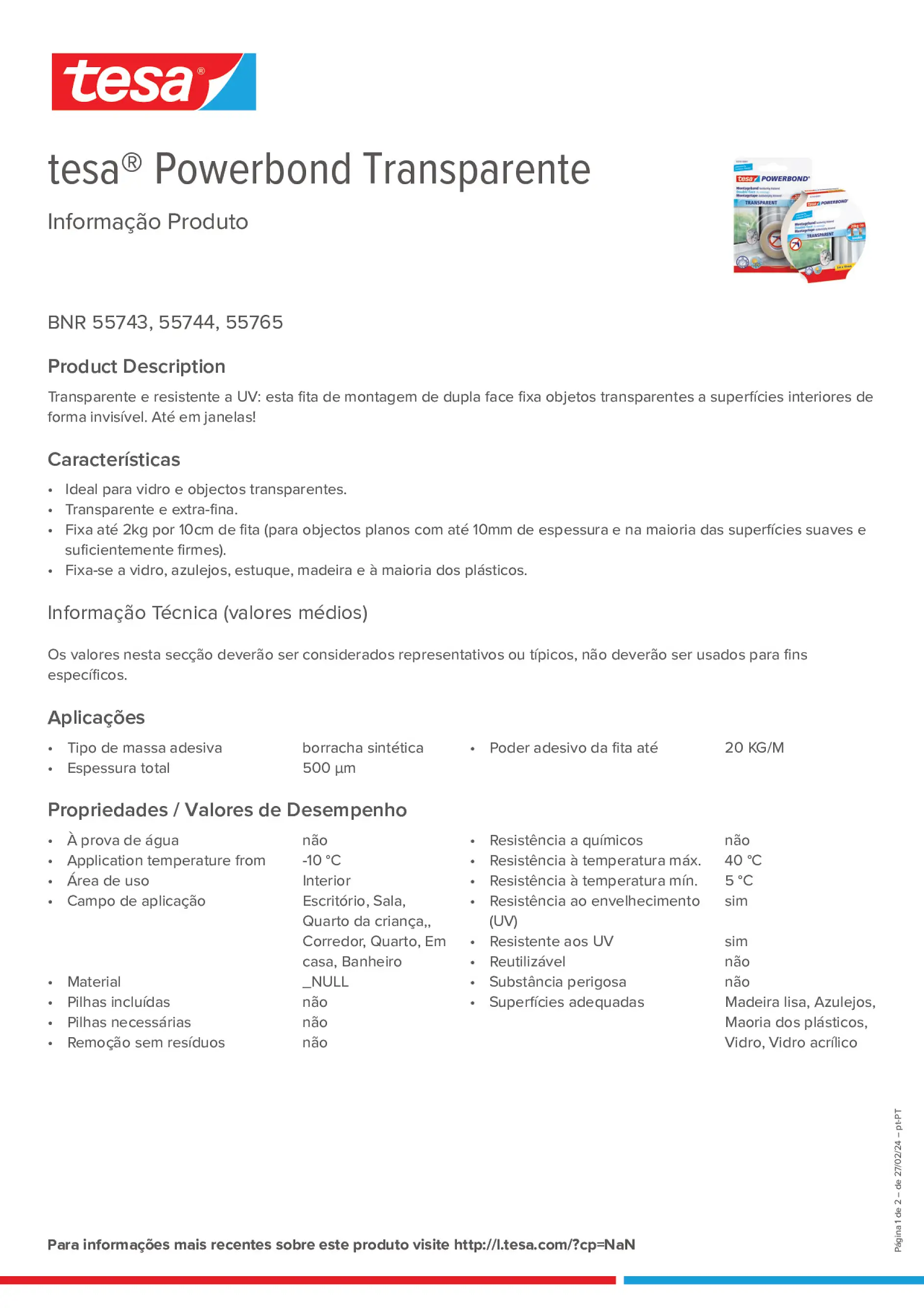 Product information_tesa® Powerbond 55744_pt-PT