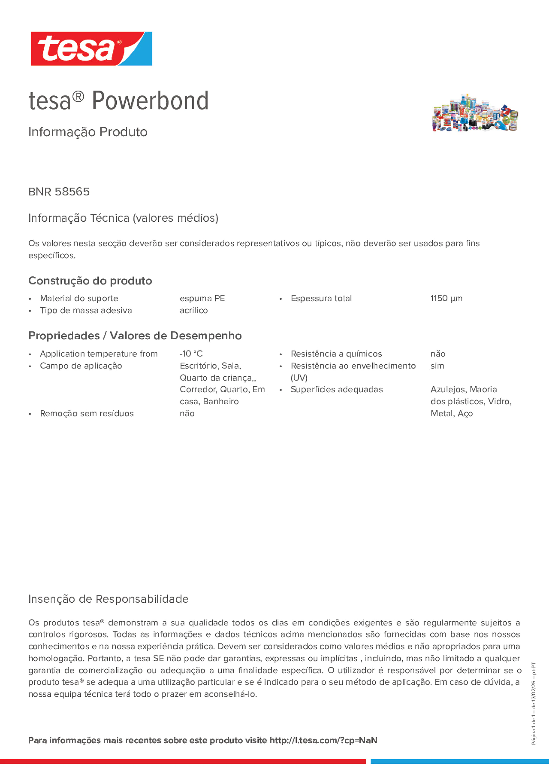 Product information_tesa® Powerbond 58565_pt-PT