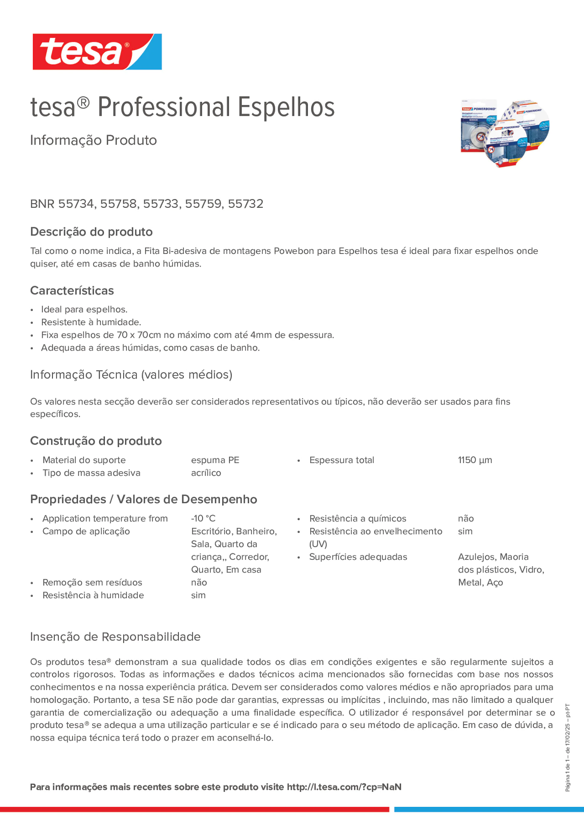 Product information_tesa® Professional 55733_pt-PT