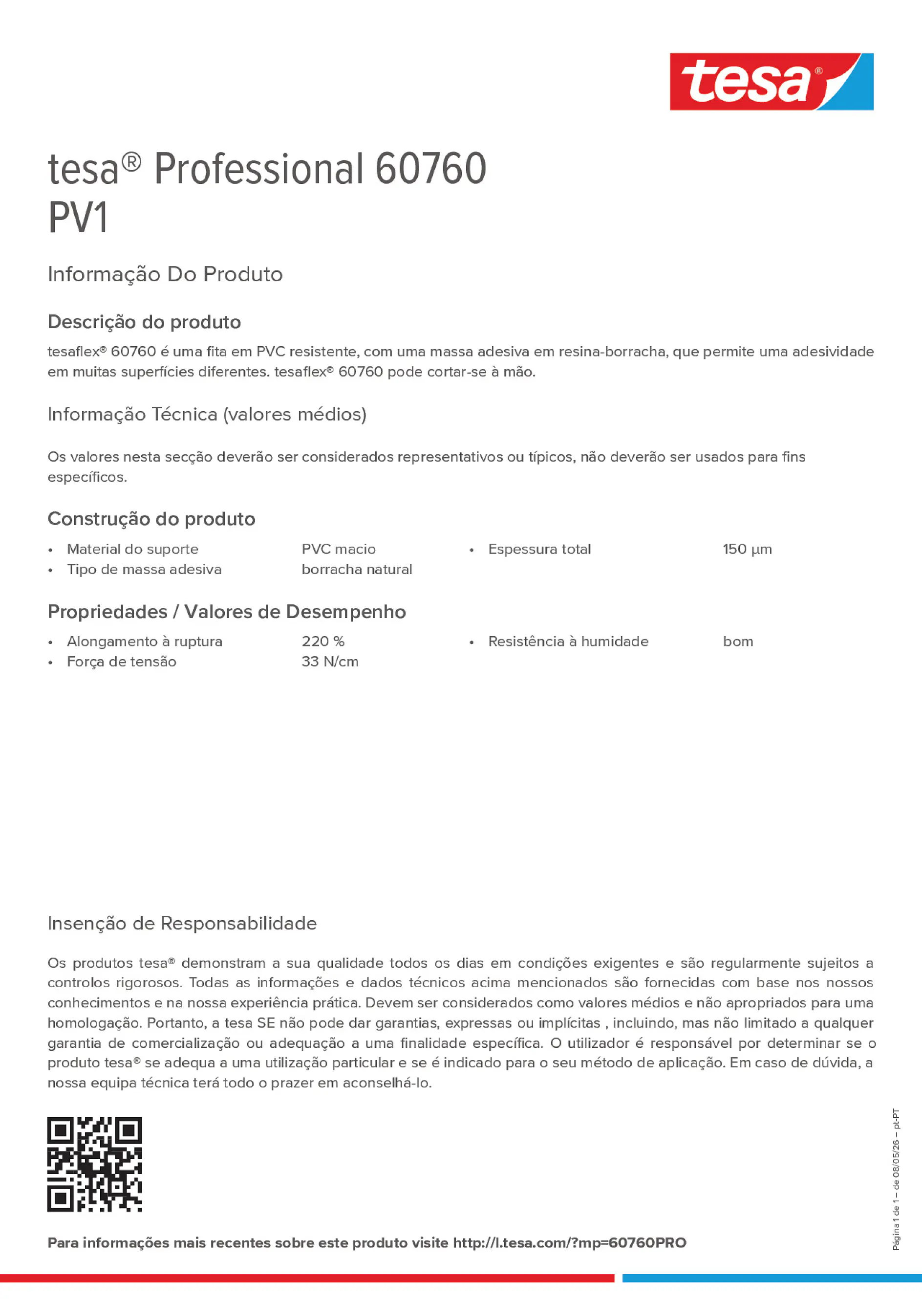 Product information_tesa® Professional 60760_pt-PT