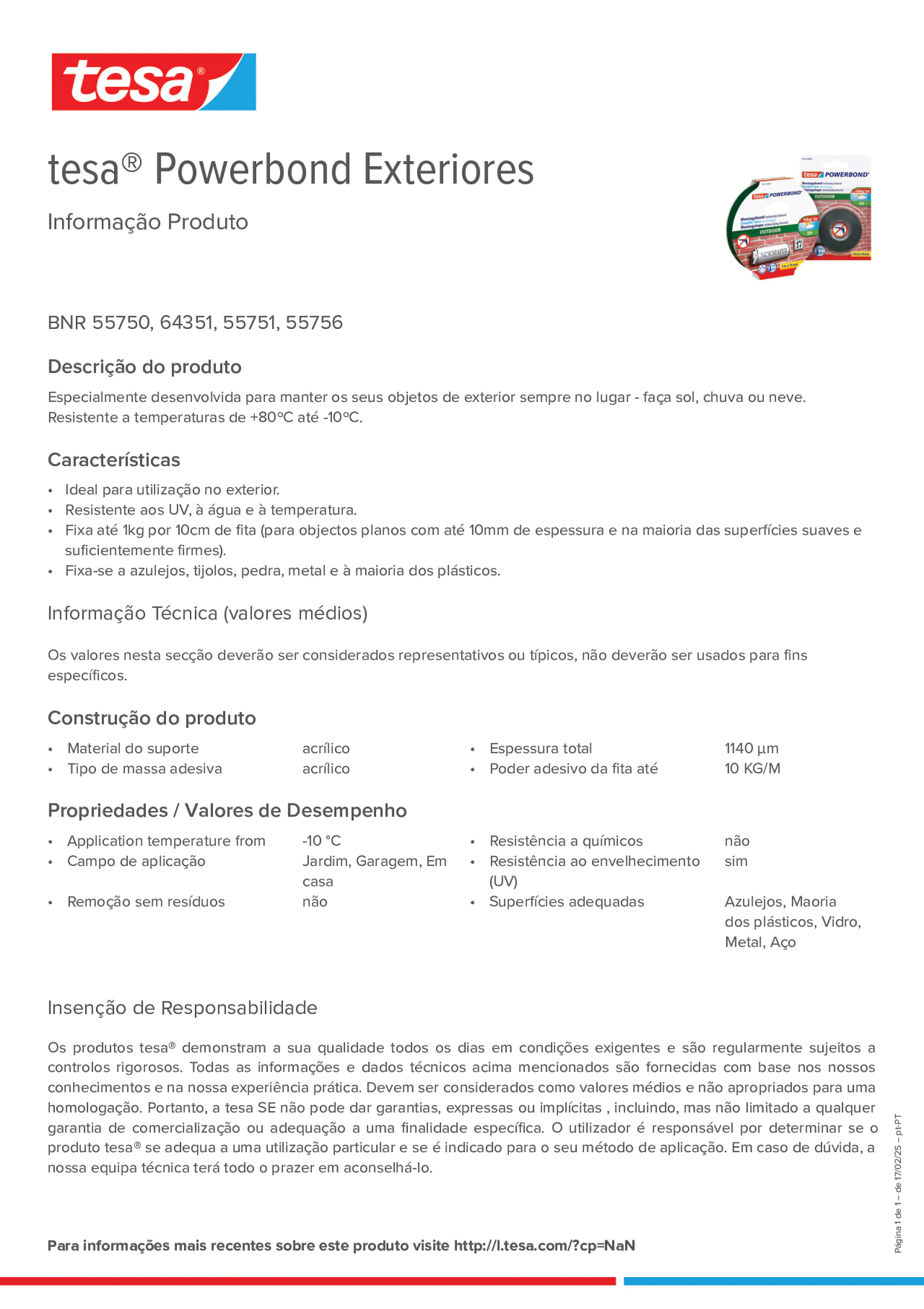 Product information_tesa® Powerbond 55751_pt-PT