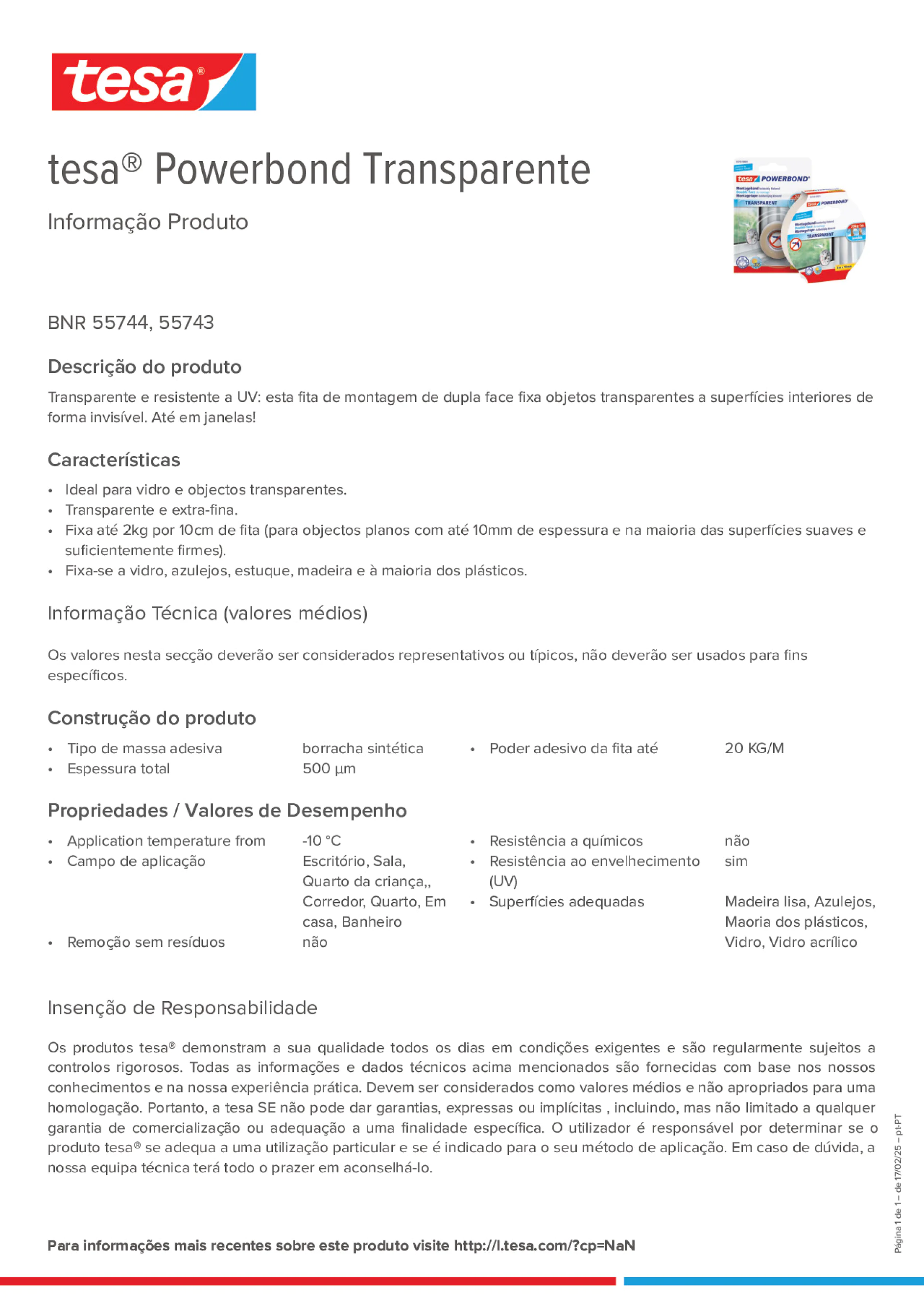 Product information_tesa® Powerbond 55744_pt-PT