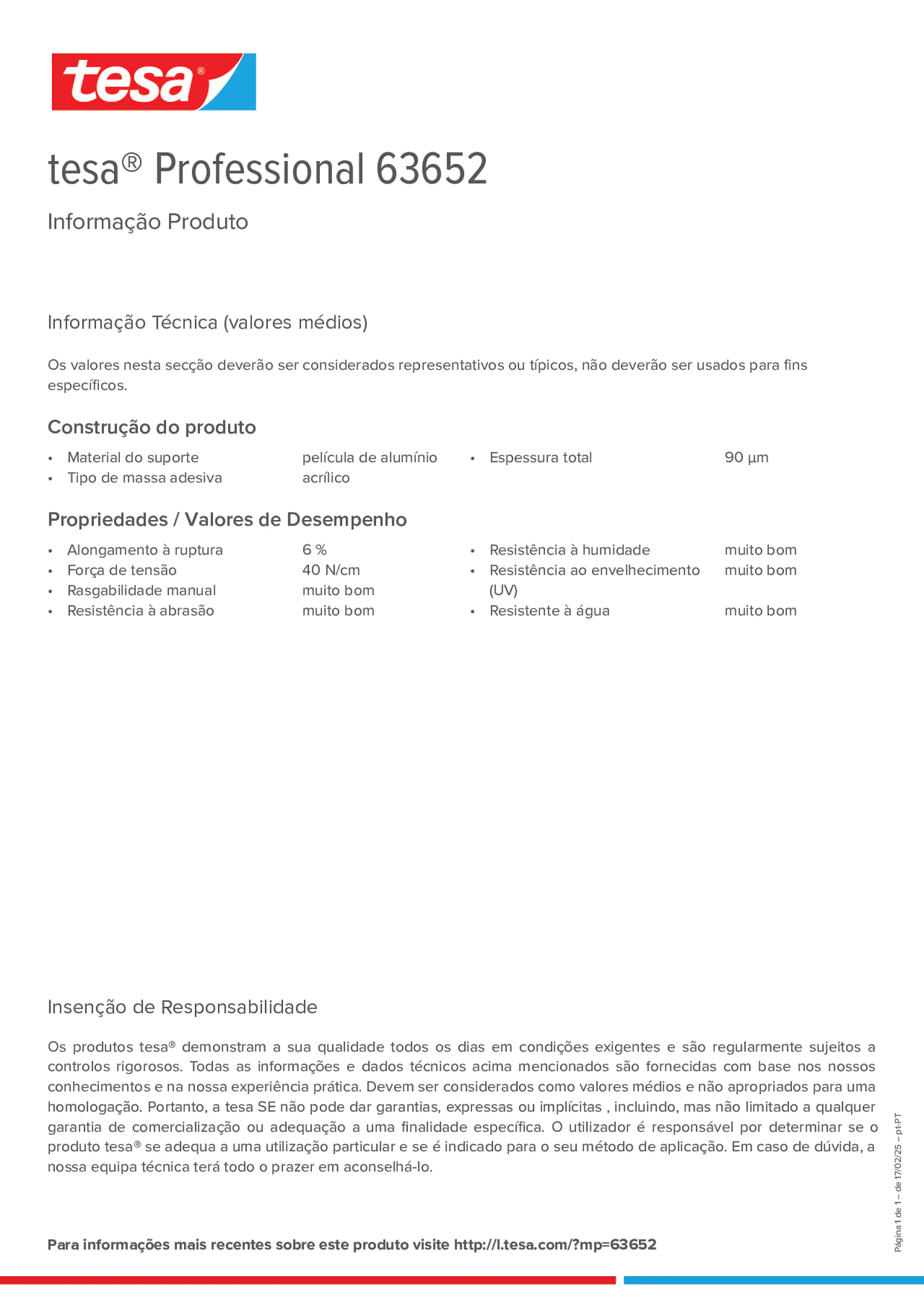 Product information_tesa® Professional 63652_pt-PT