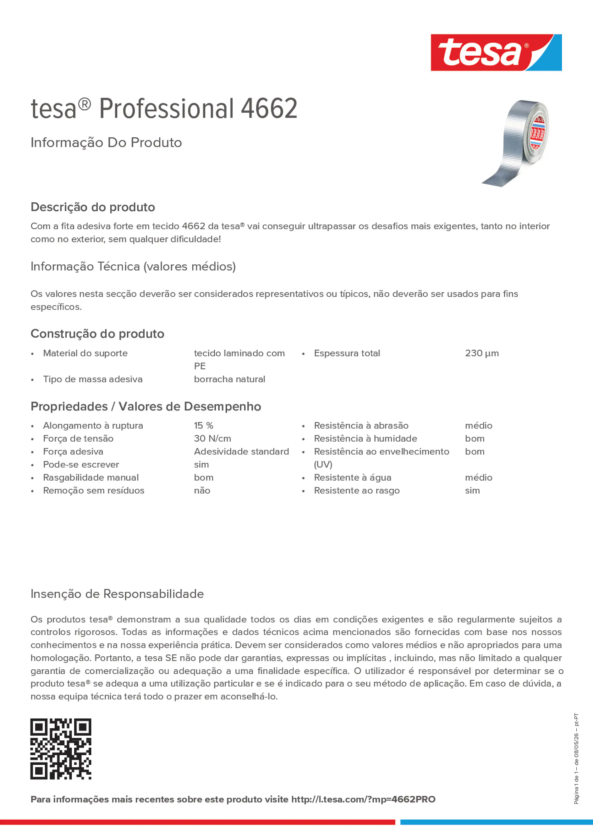Product information_tesa® Professional 4662_pt-PT