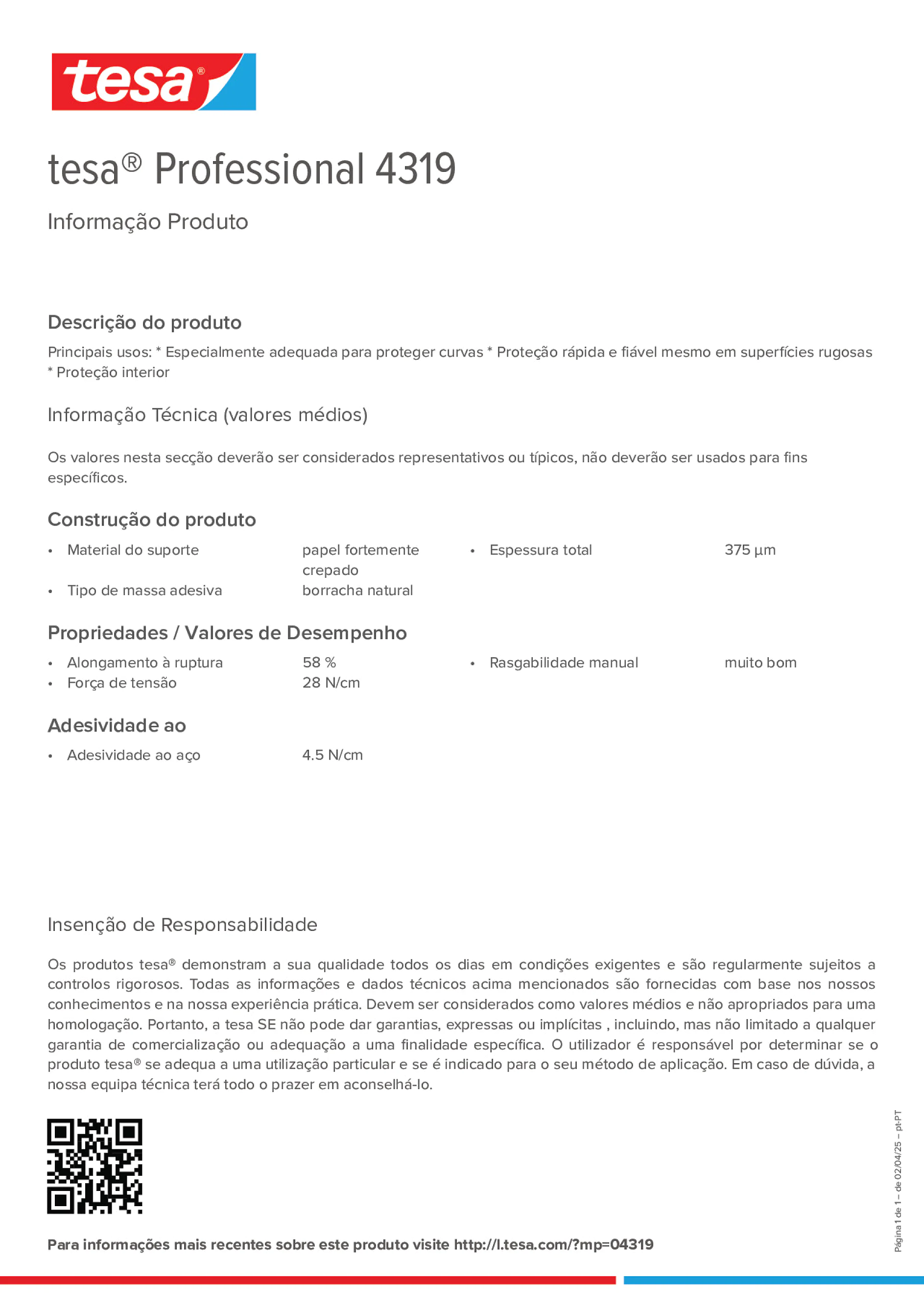 Product information_tesa® Professional 04319_pt-PT