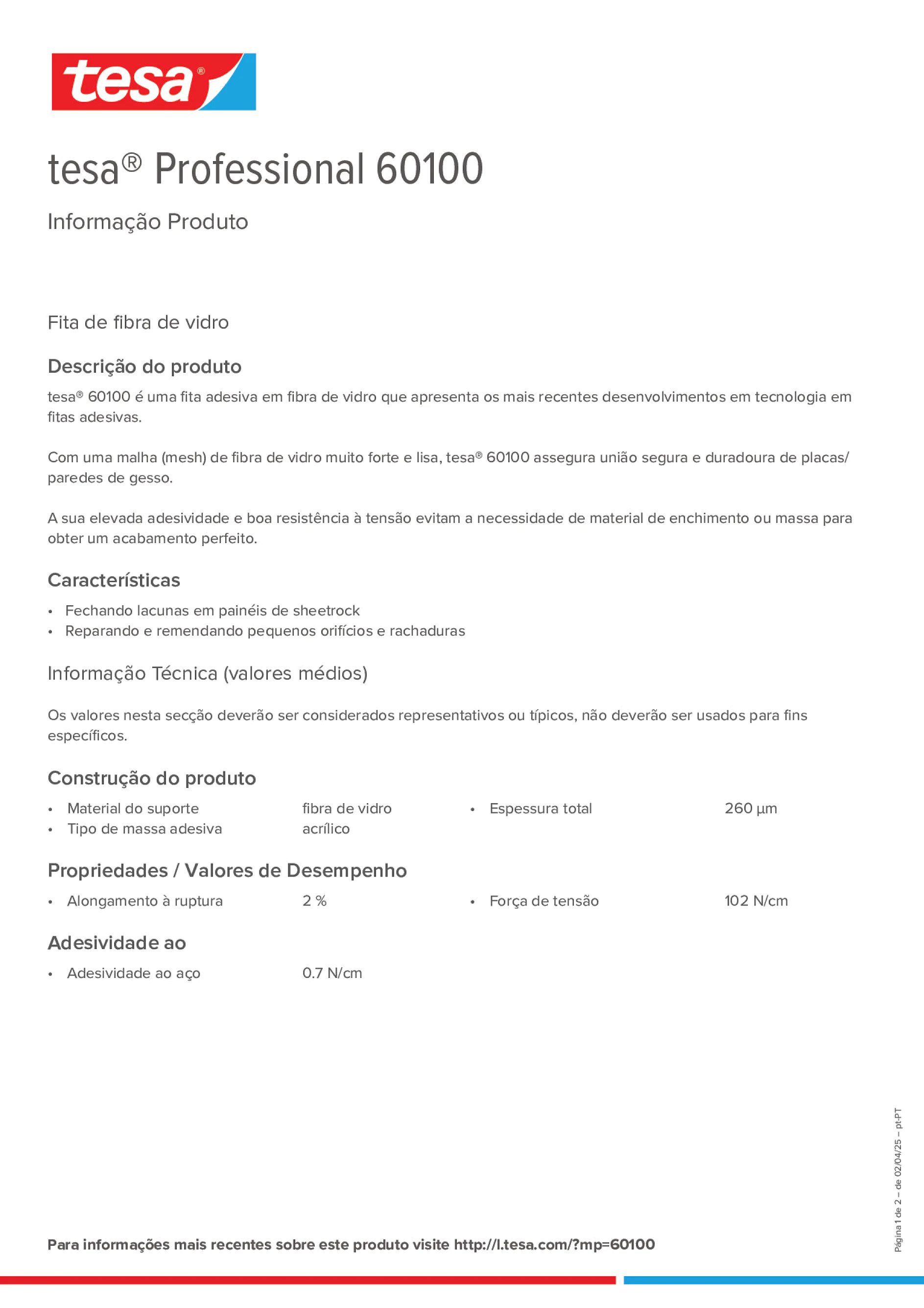 Product information_tesa® Professional 60100_pt-PT