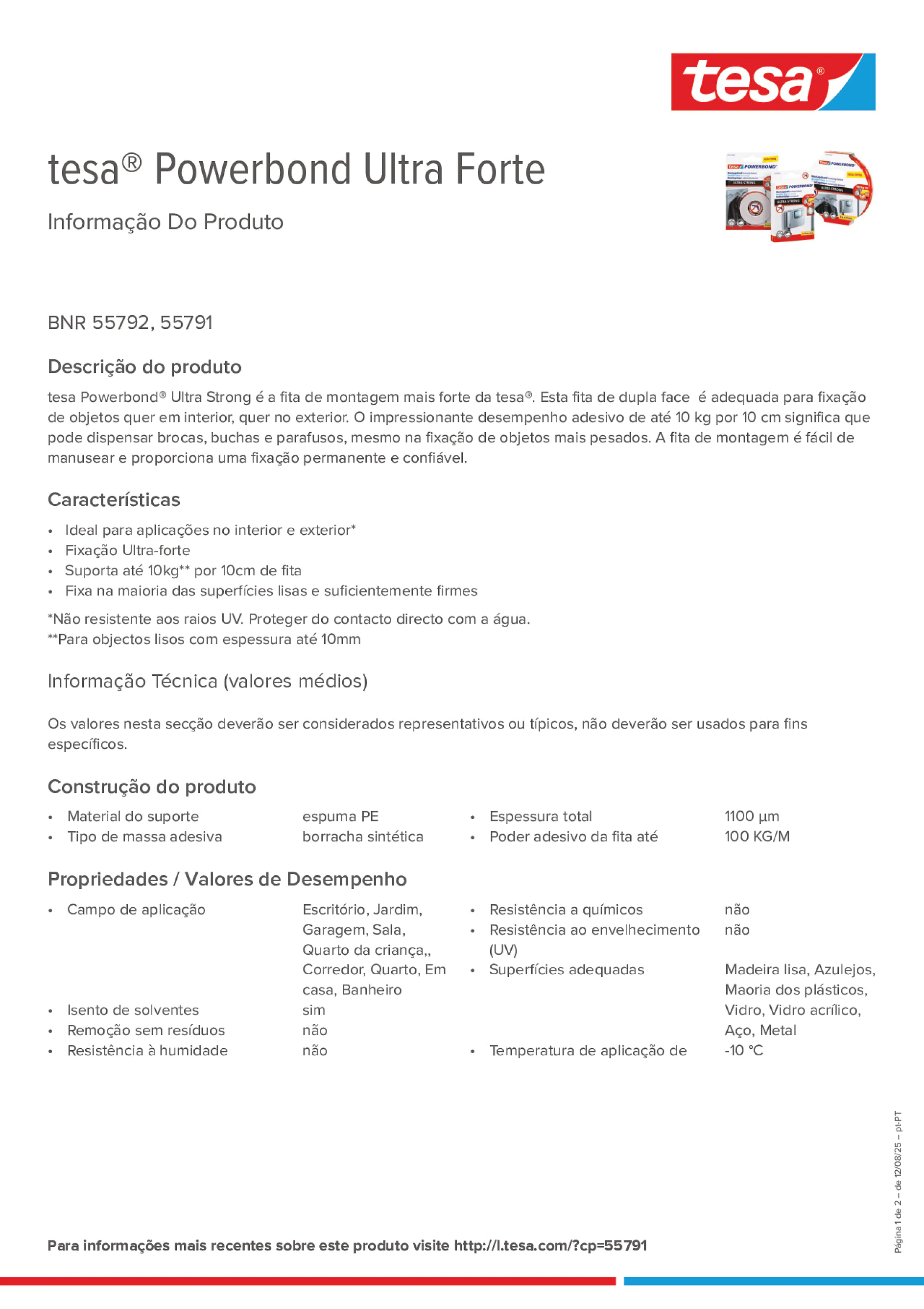 Product information_tesa® Powerbond 55791_pt-PT