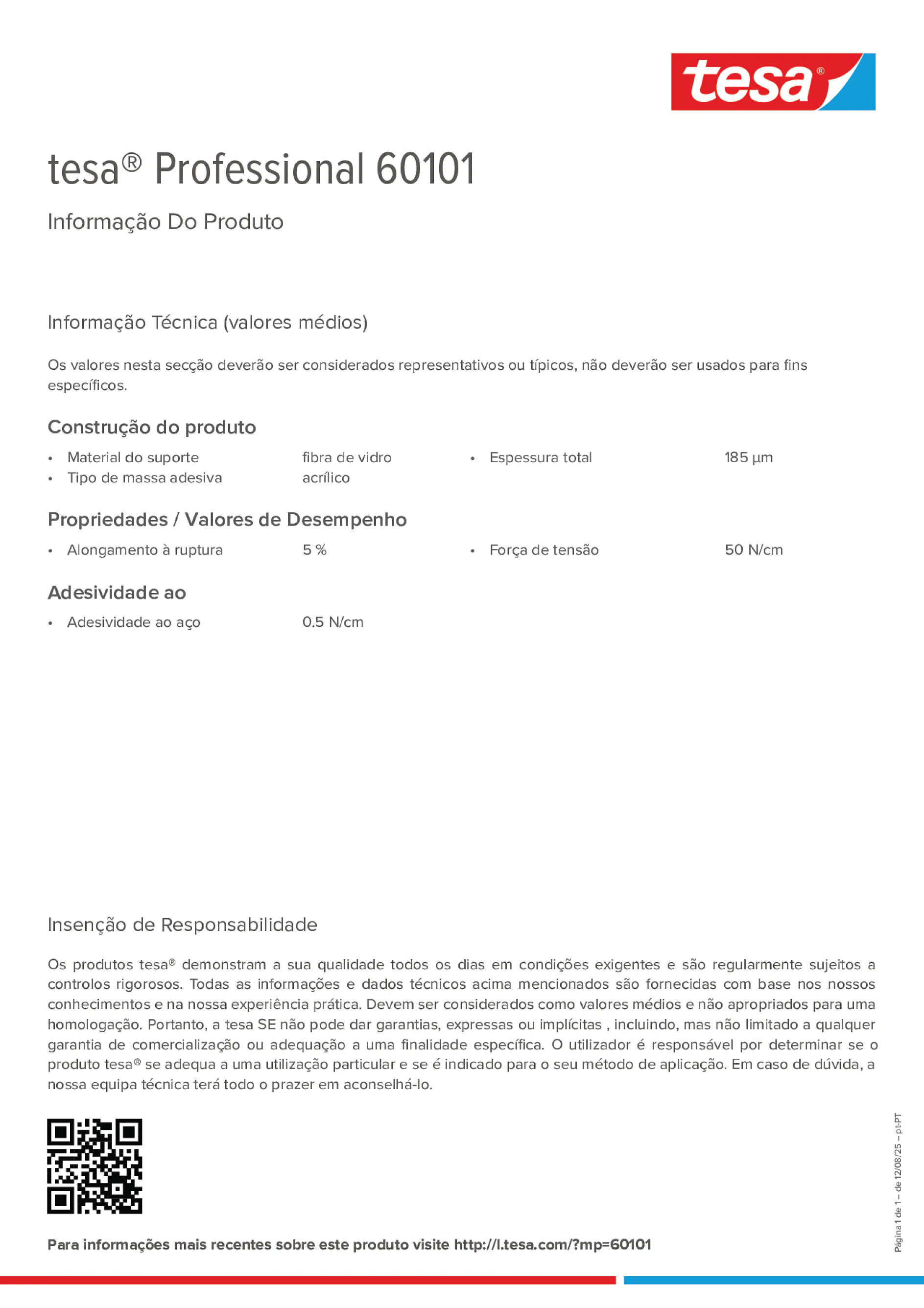 Product information_tesa® Professional 60101_pt-PT