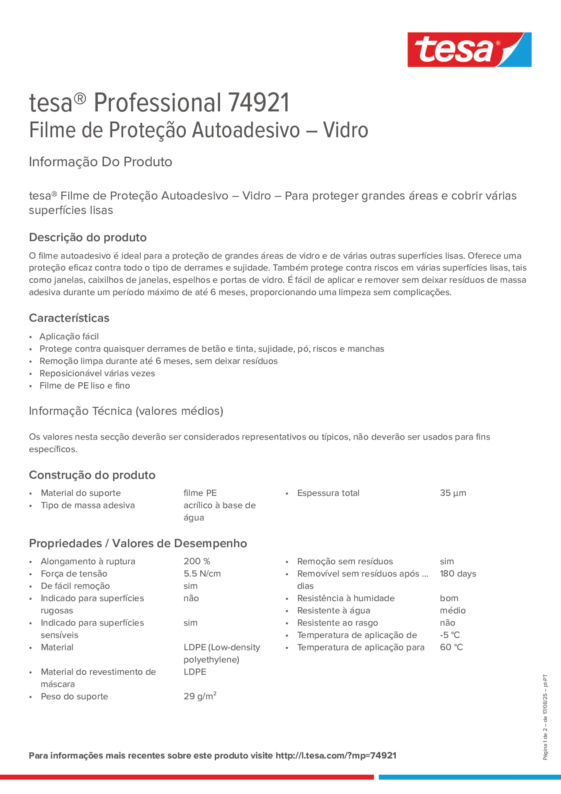 Product information_tesa® Professional 74921_pt-PT
