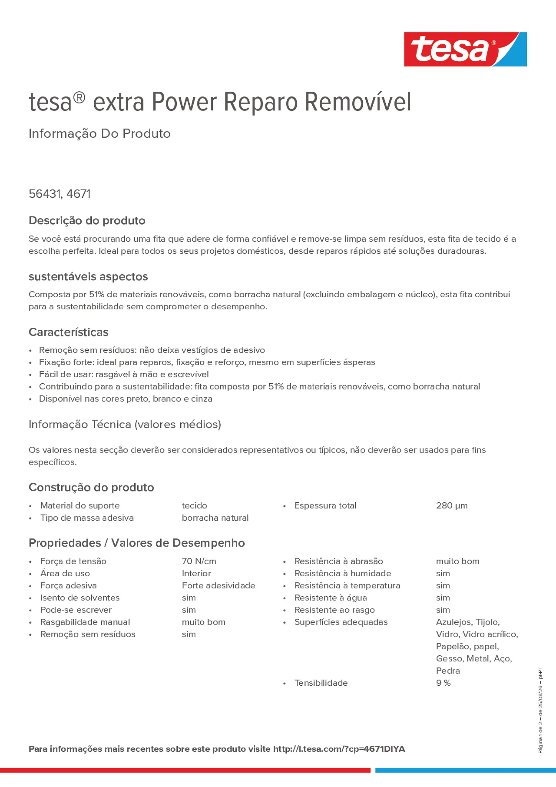 Product information_tesa® extra Power 4671DIYA_pt-PT
