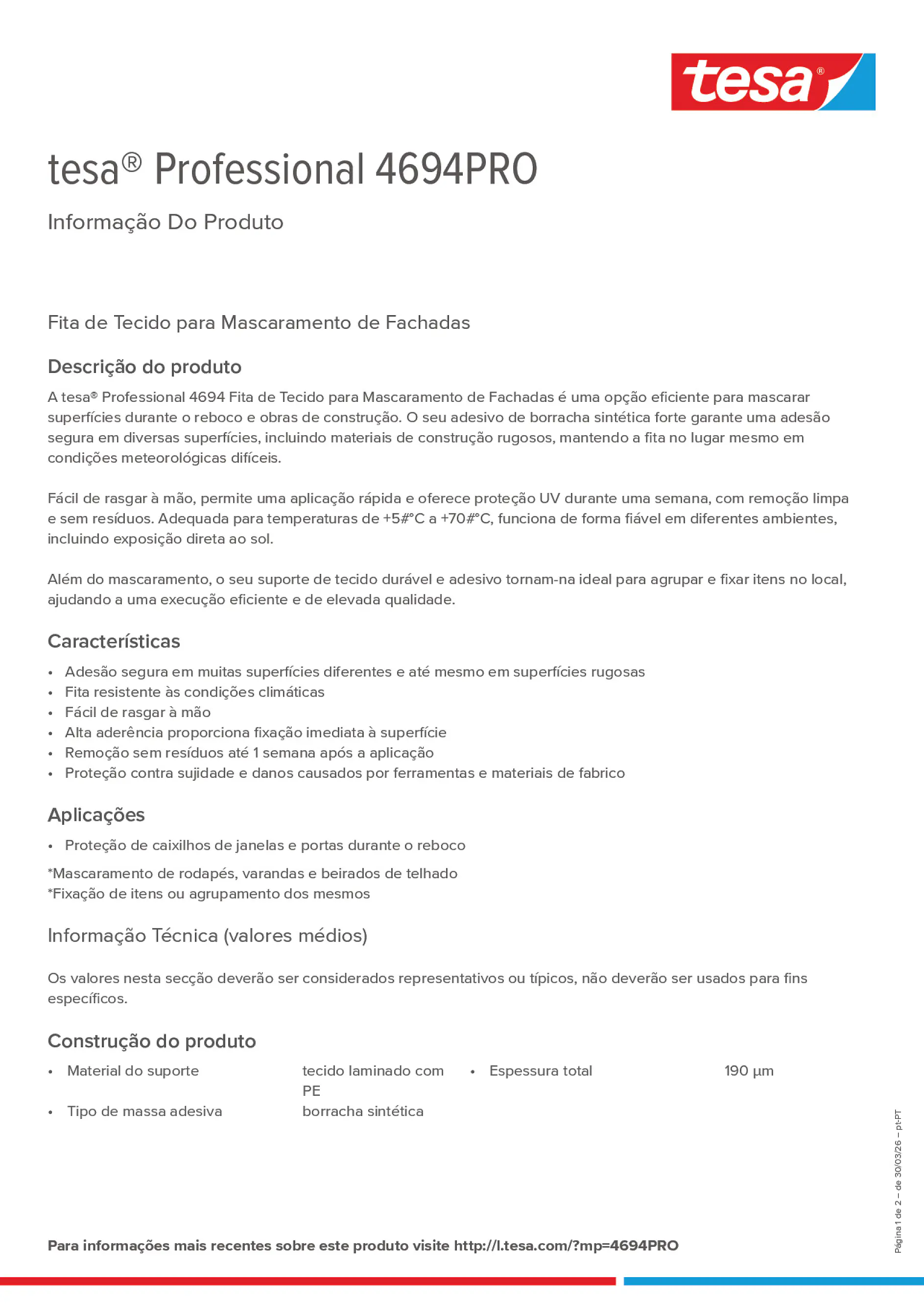 Product information_tesa® Professional 4694PRO_pt-PT