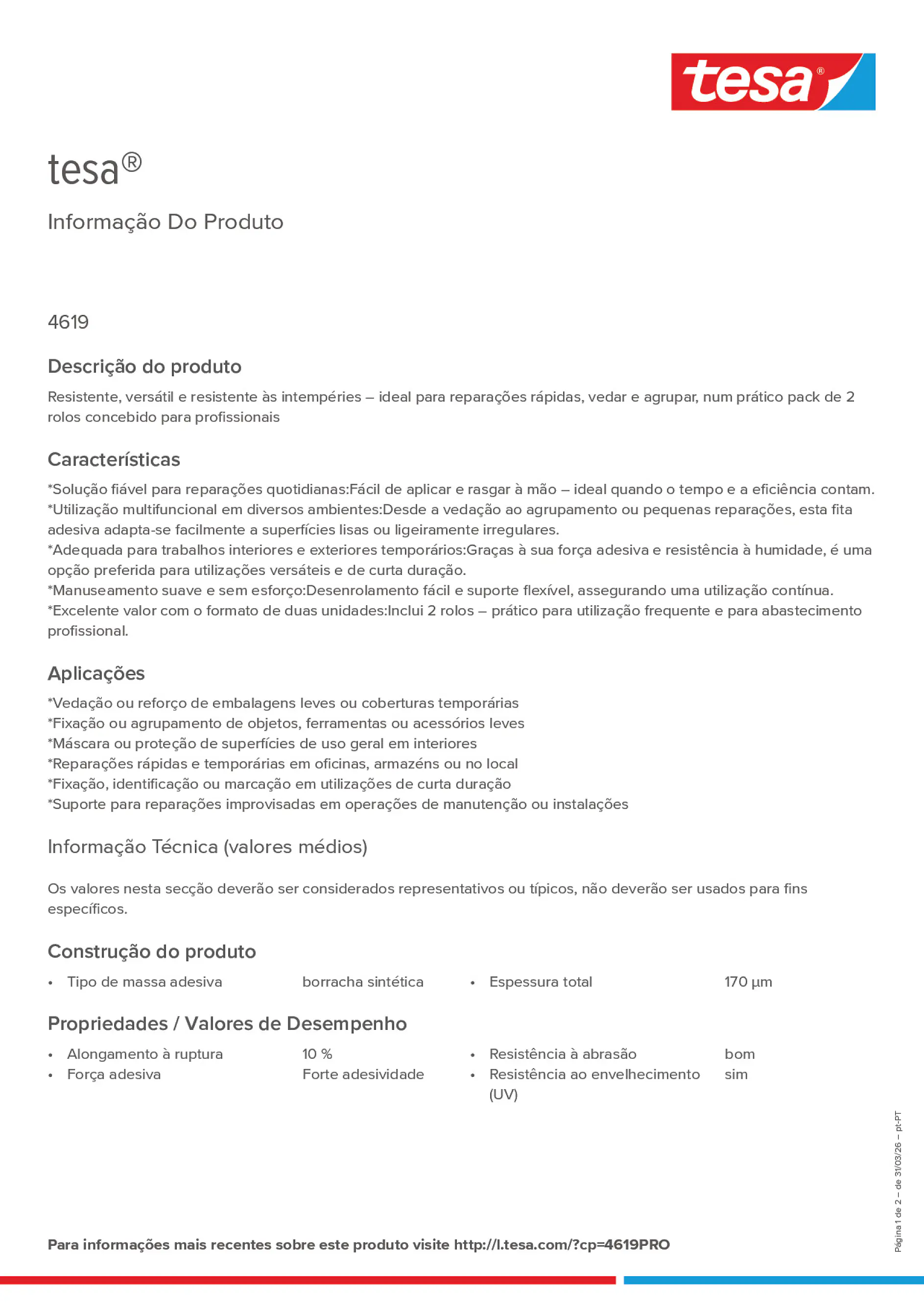 Product information_tesa® 4619PRO_pt-PT