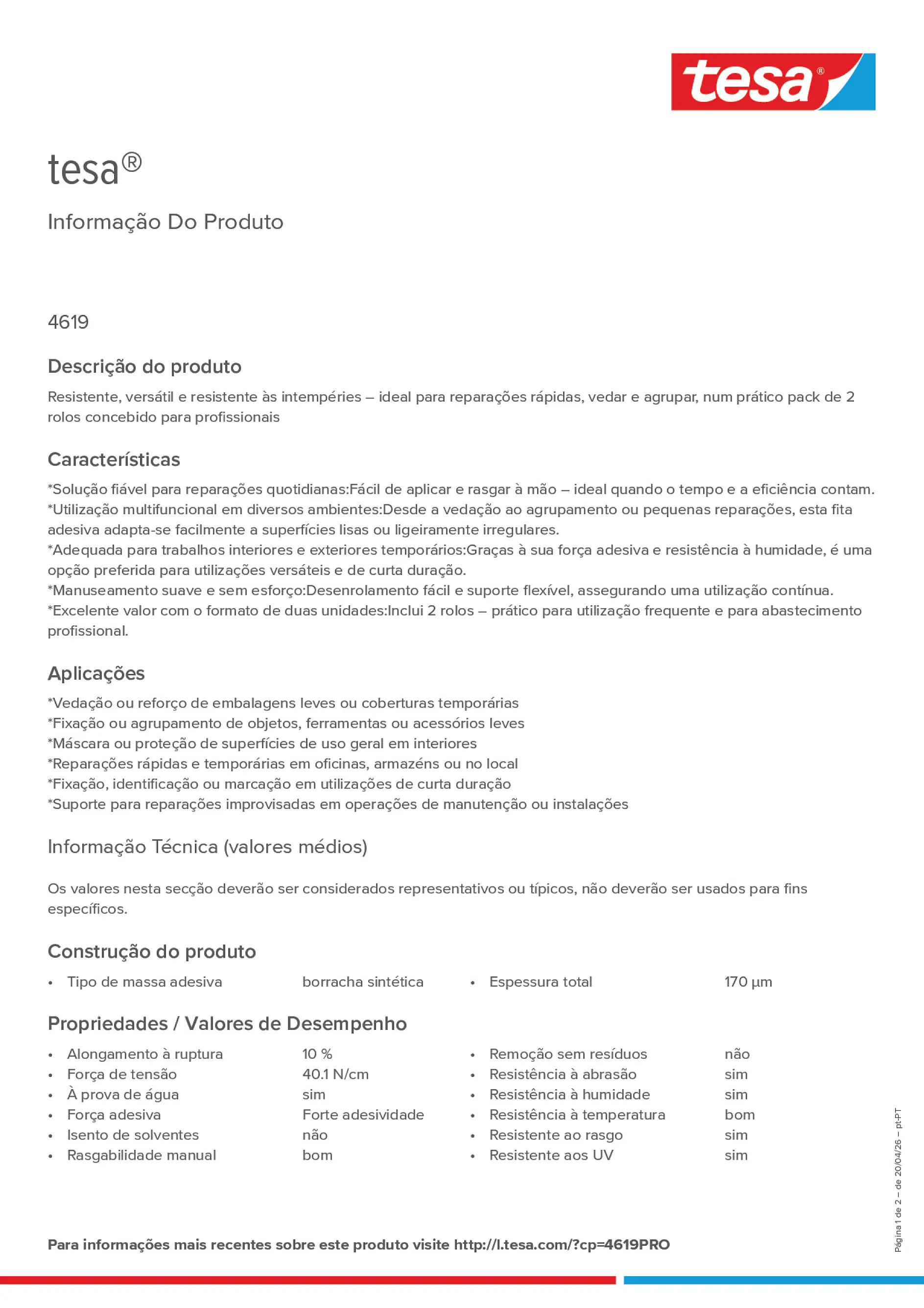 Product information_tesa® 4619PRO_pt-PT