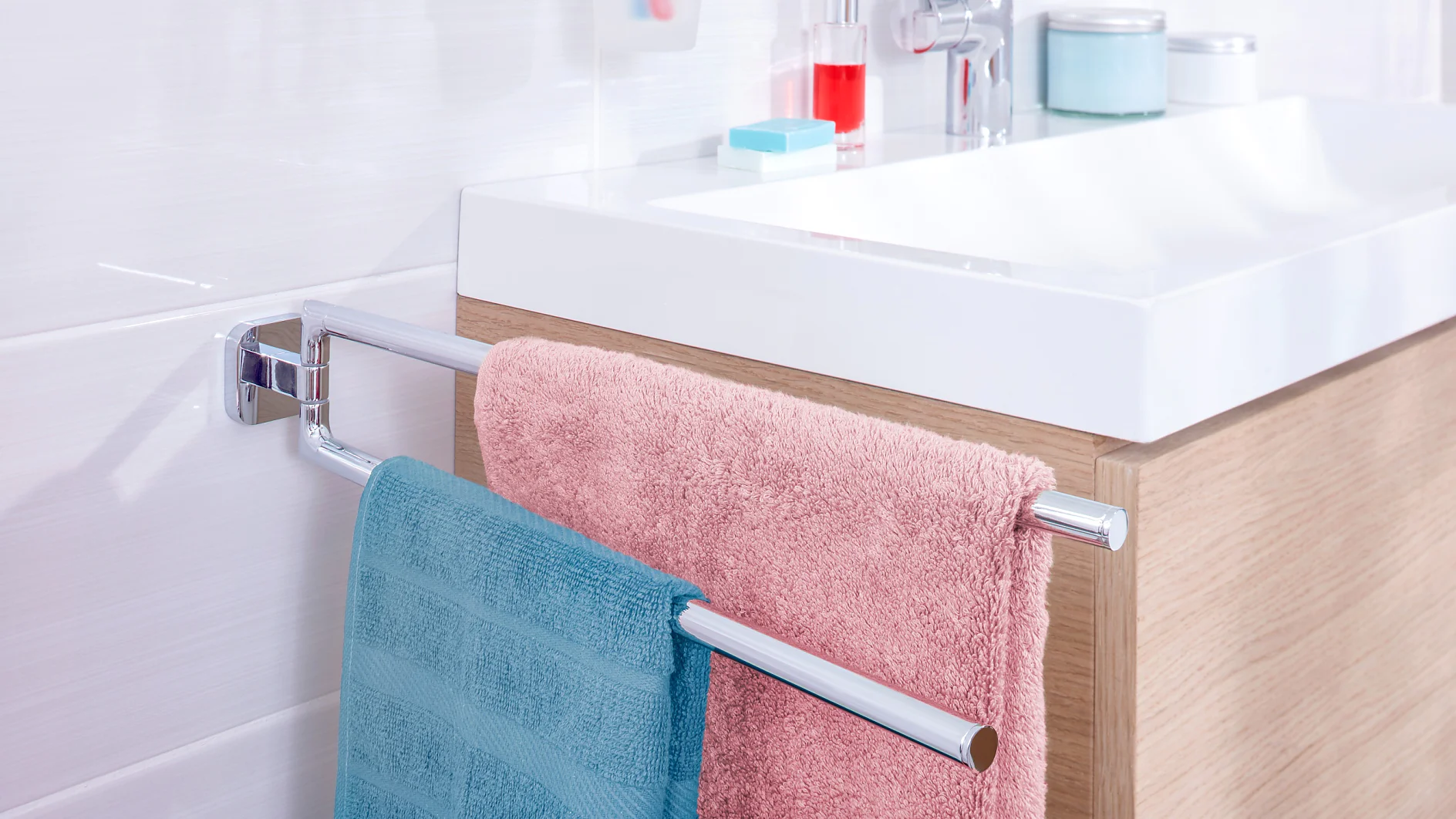 Keep your towels close to where you need them and give them space to dry after use.