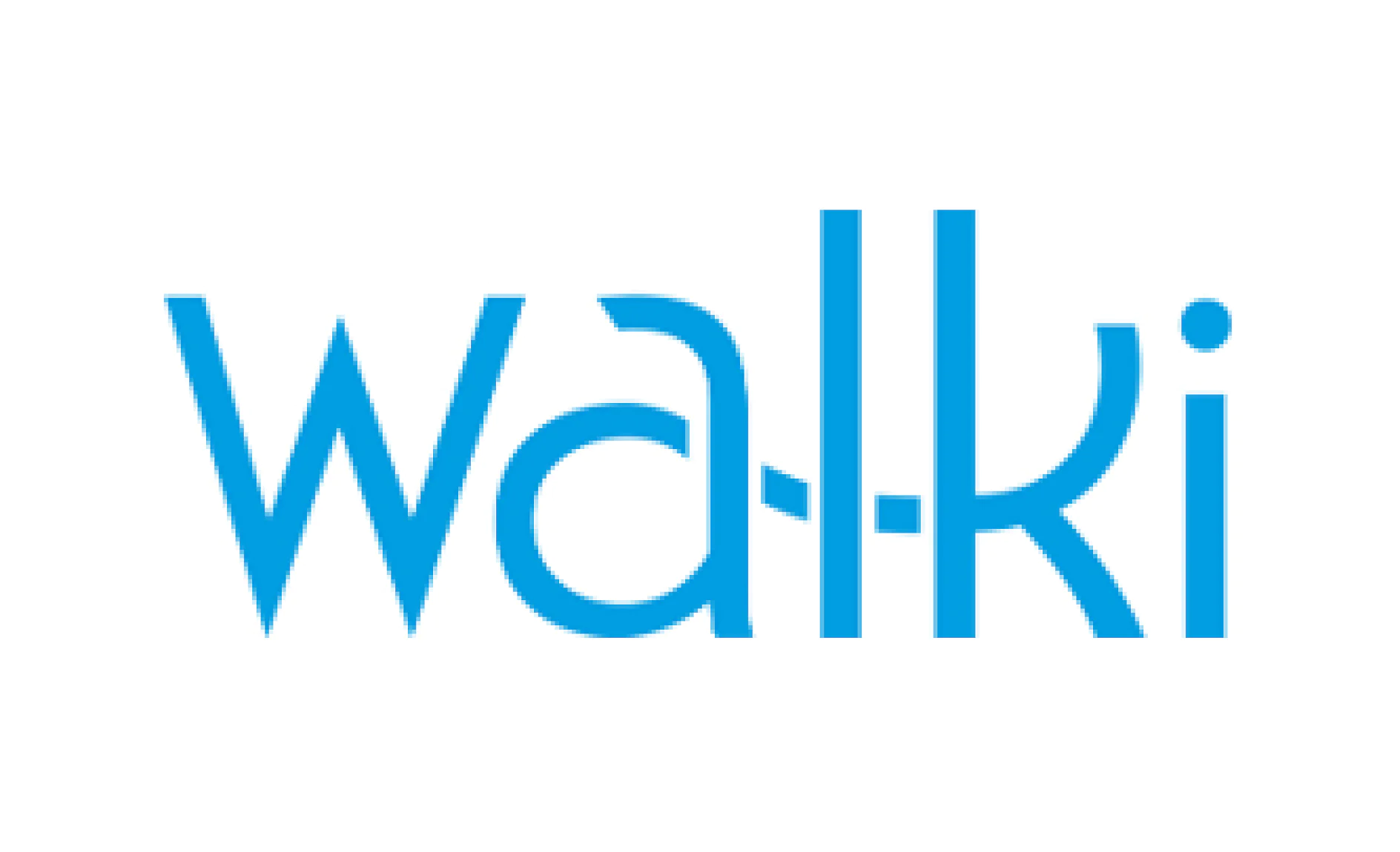 The image shows the word Walki in blue lowercase letters on a white background. The letter k features a stylized design. (Acest text a fost generat de inteligența artificială)