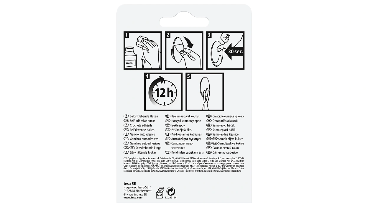 [en-en] Permanent hooks Oval S white<br />
[en-en] Permanent hooks Oval L chrome<br />
[en-en] Permanent hooks Rectangular S white<br />
[en-en] Permanent hooks Rectangular L white