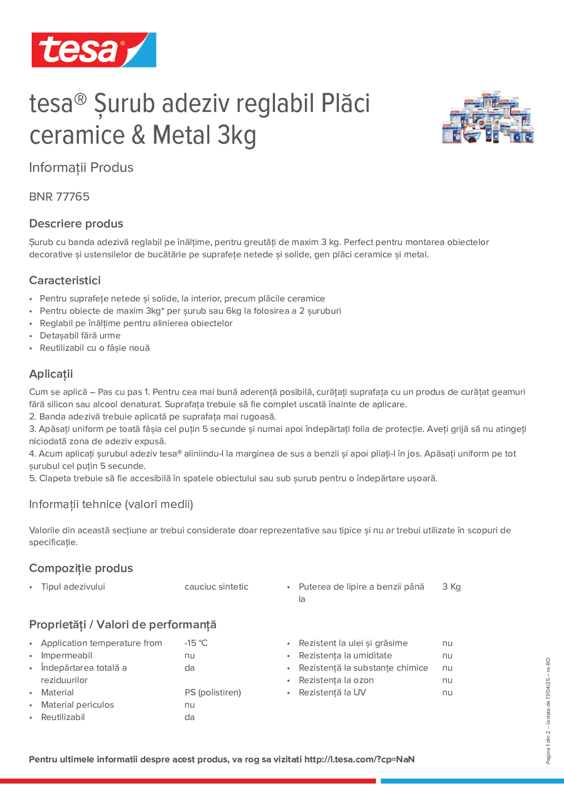 Product information_tesa® 77765_ro-RO