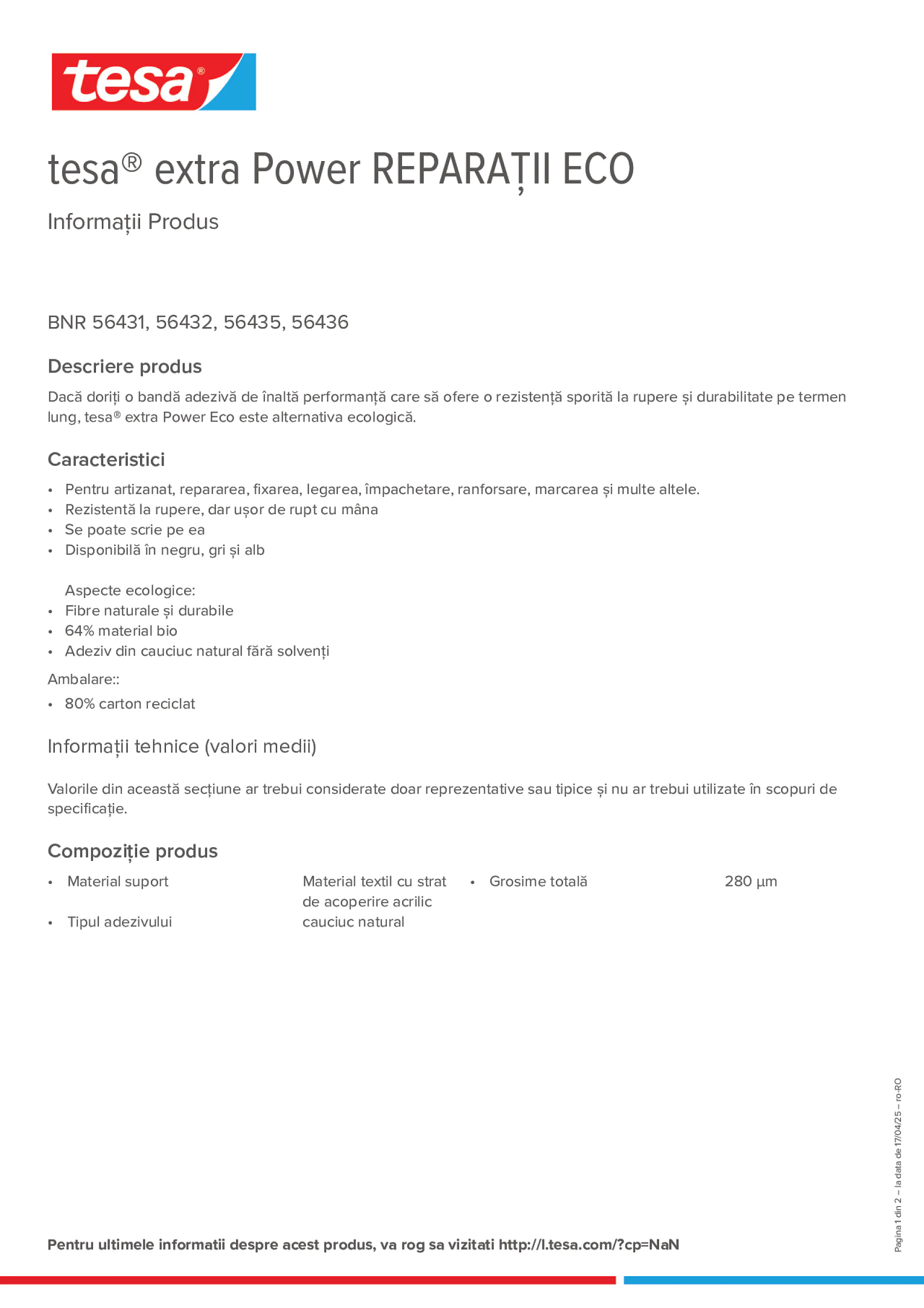 Product information_tesa® extra Power 56430_ro-RO