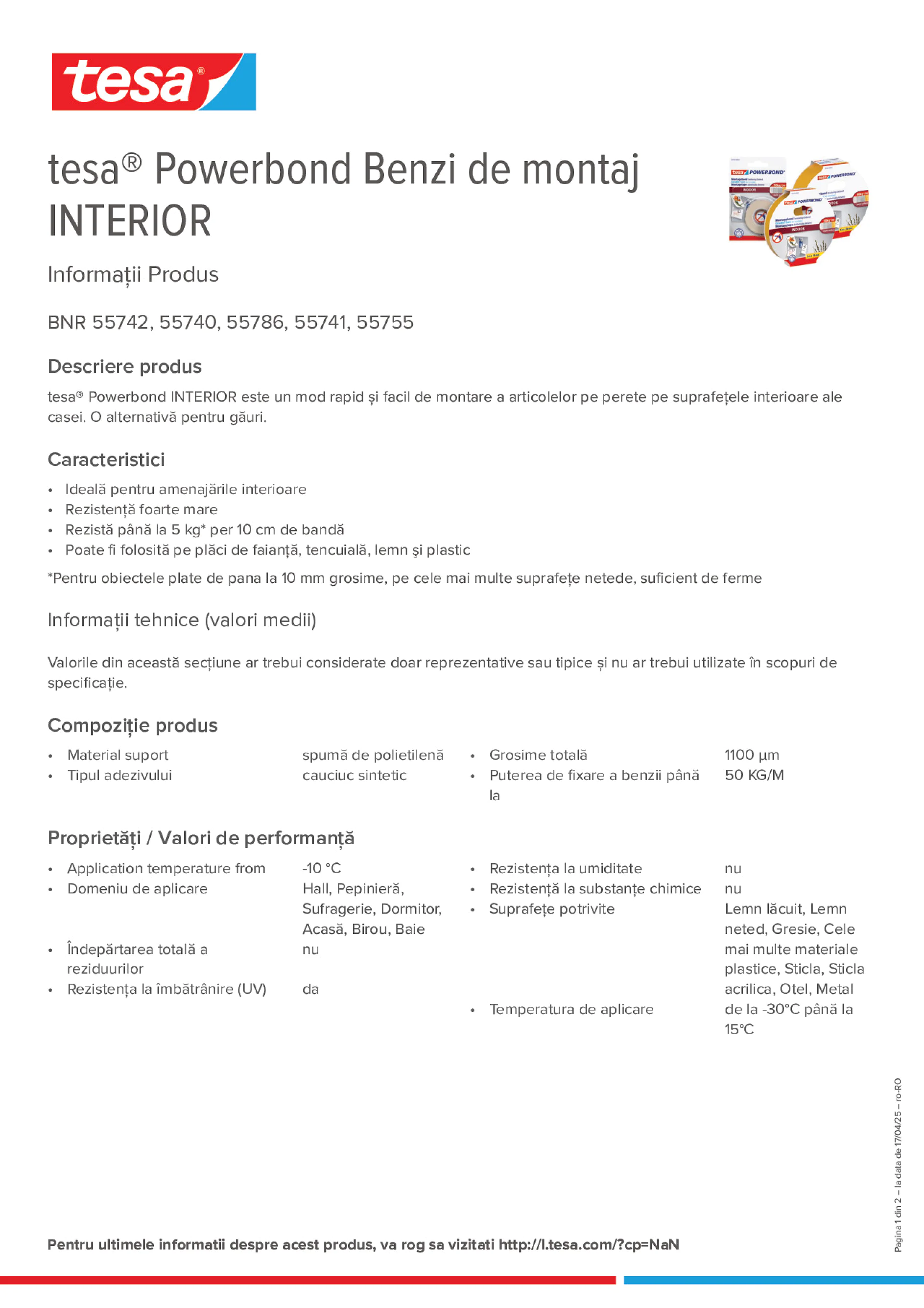 Product information_tesa® Powerbond 55740_ro-RO