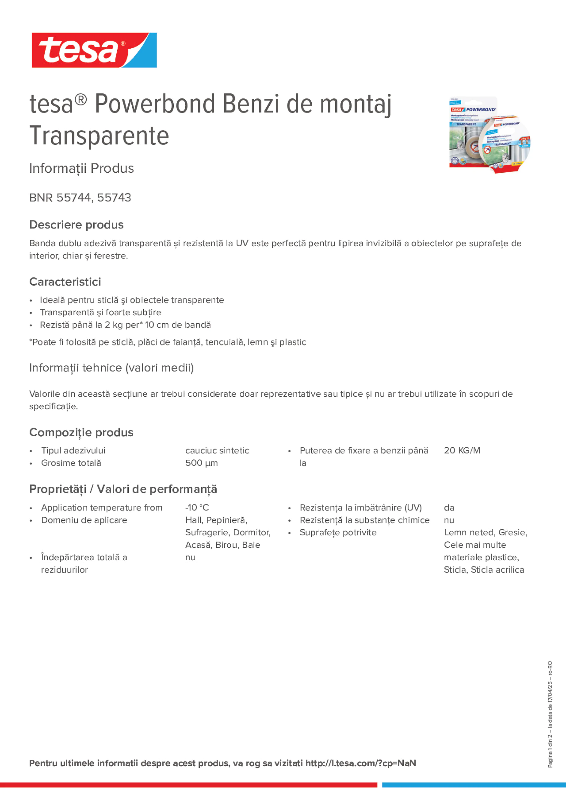 Product information_tesa® Powerbond 55744_ro-RO