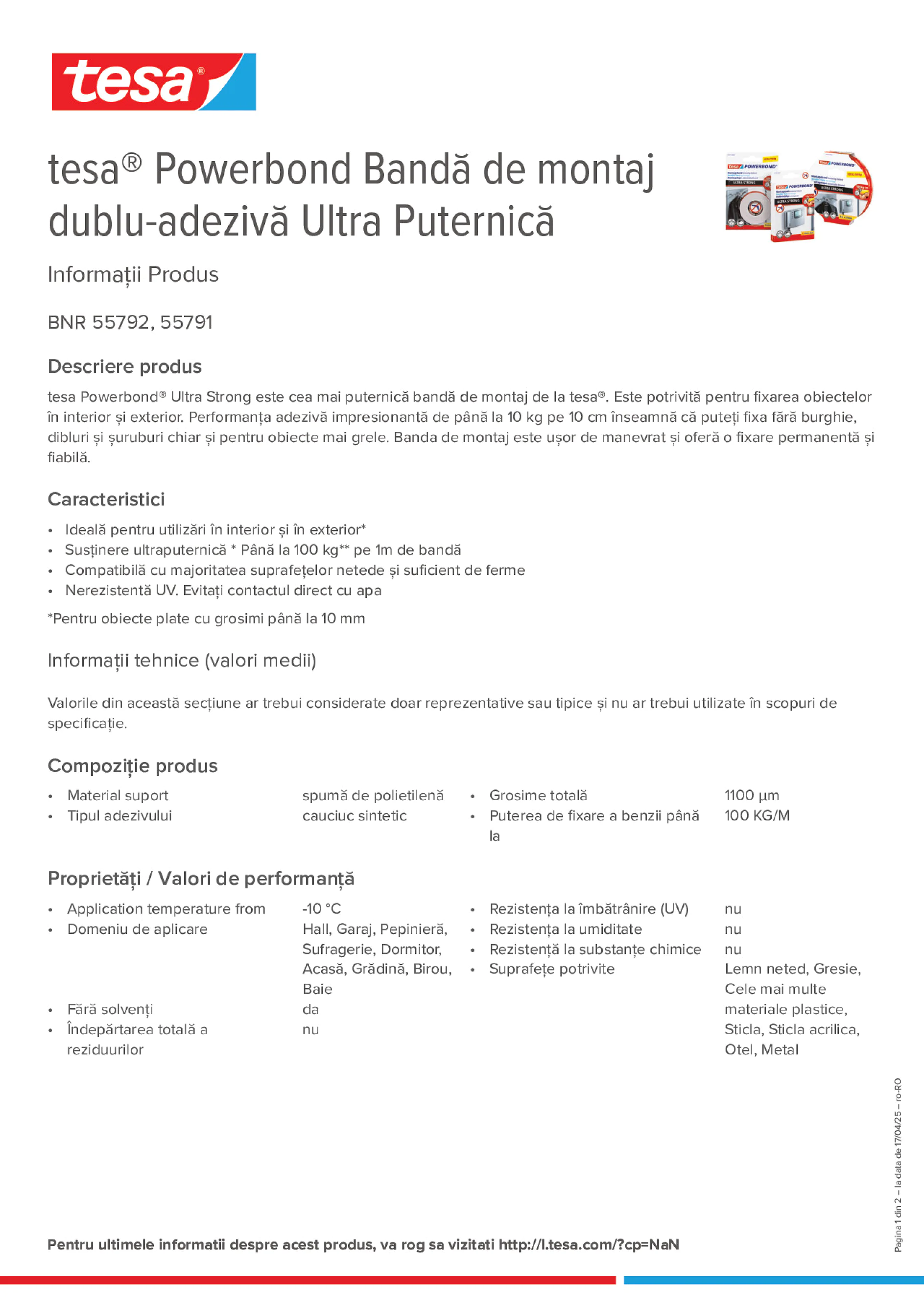 Product information_tesa® Powerbond 55791_ro-RO