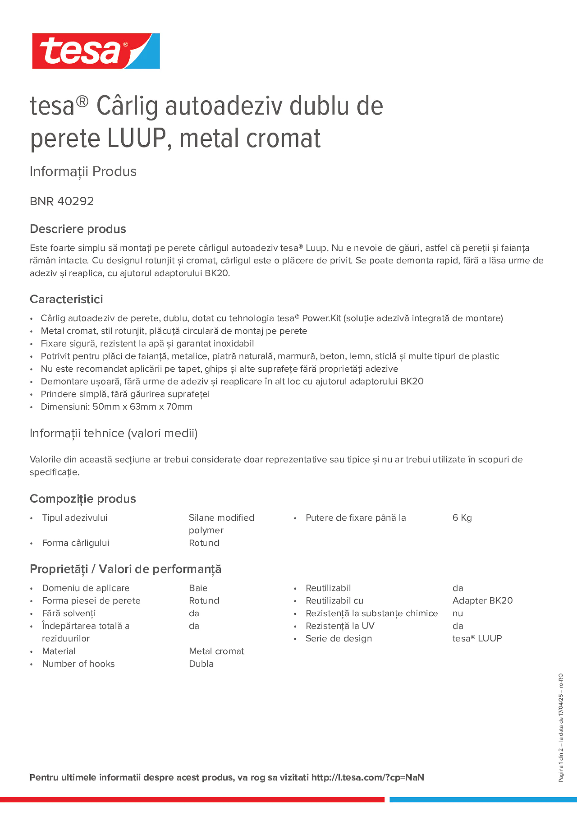Product information_tesa® 40292_ro-RO