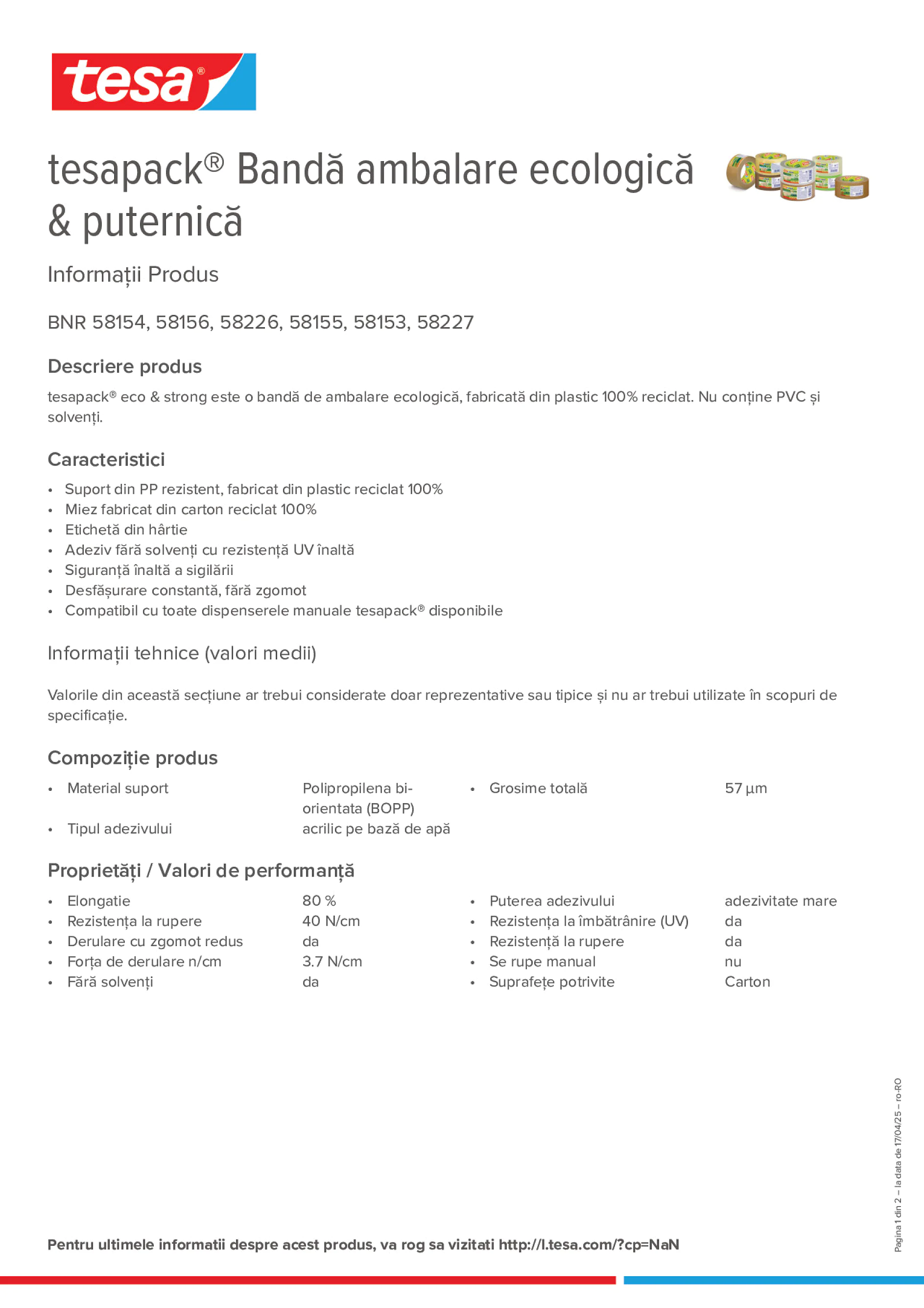 Product information_tesapack® 58154_ro-RO