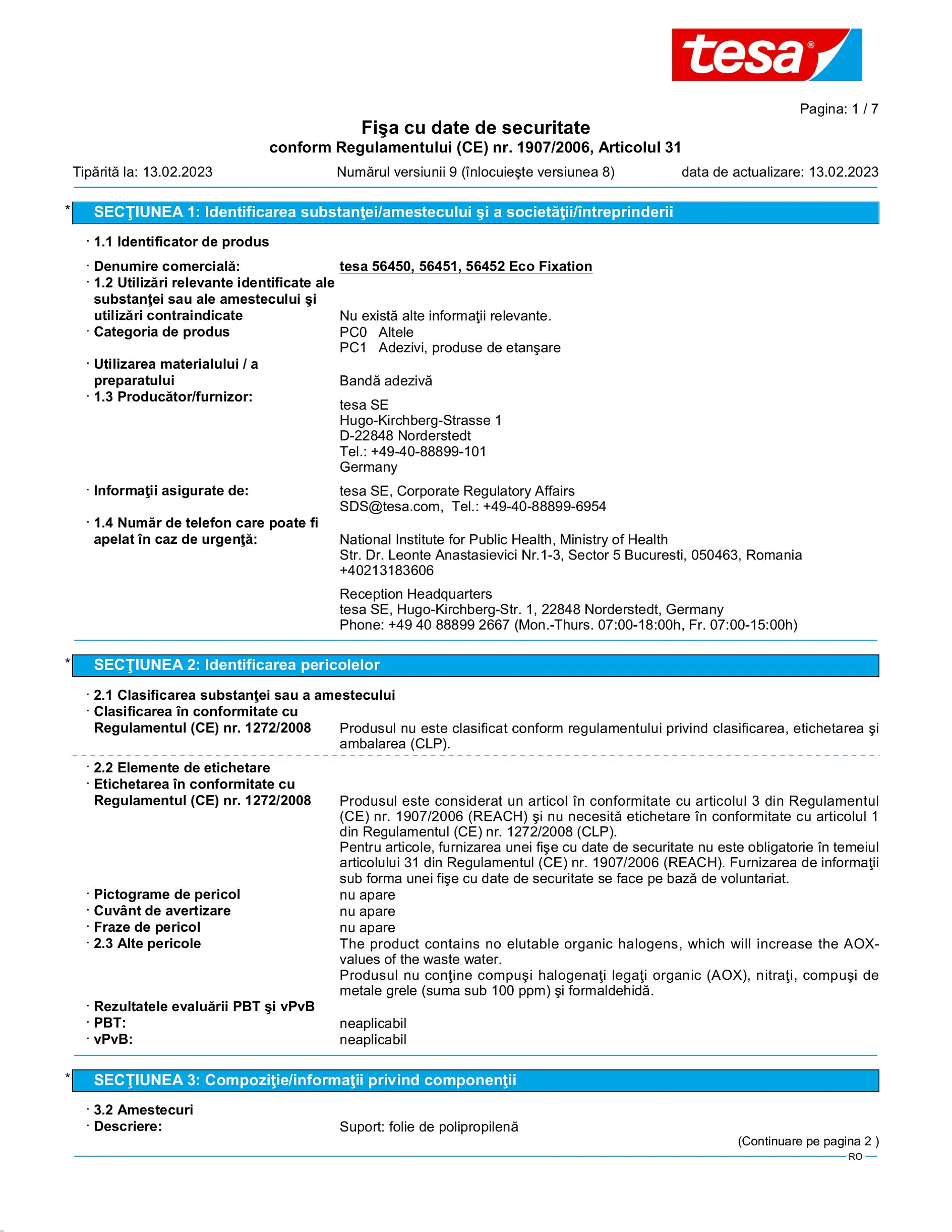 Safety data sheet_tesa® 56450_ro-RO_v9