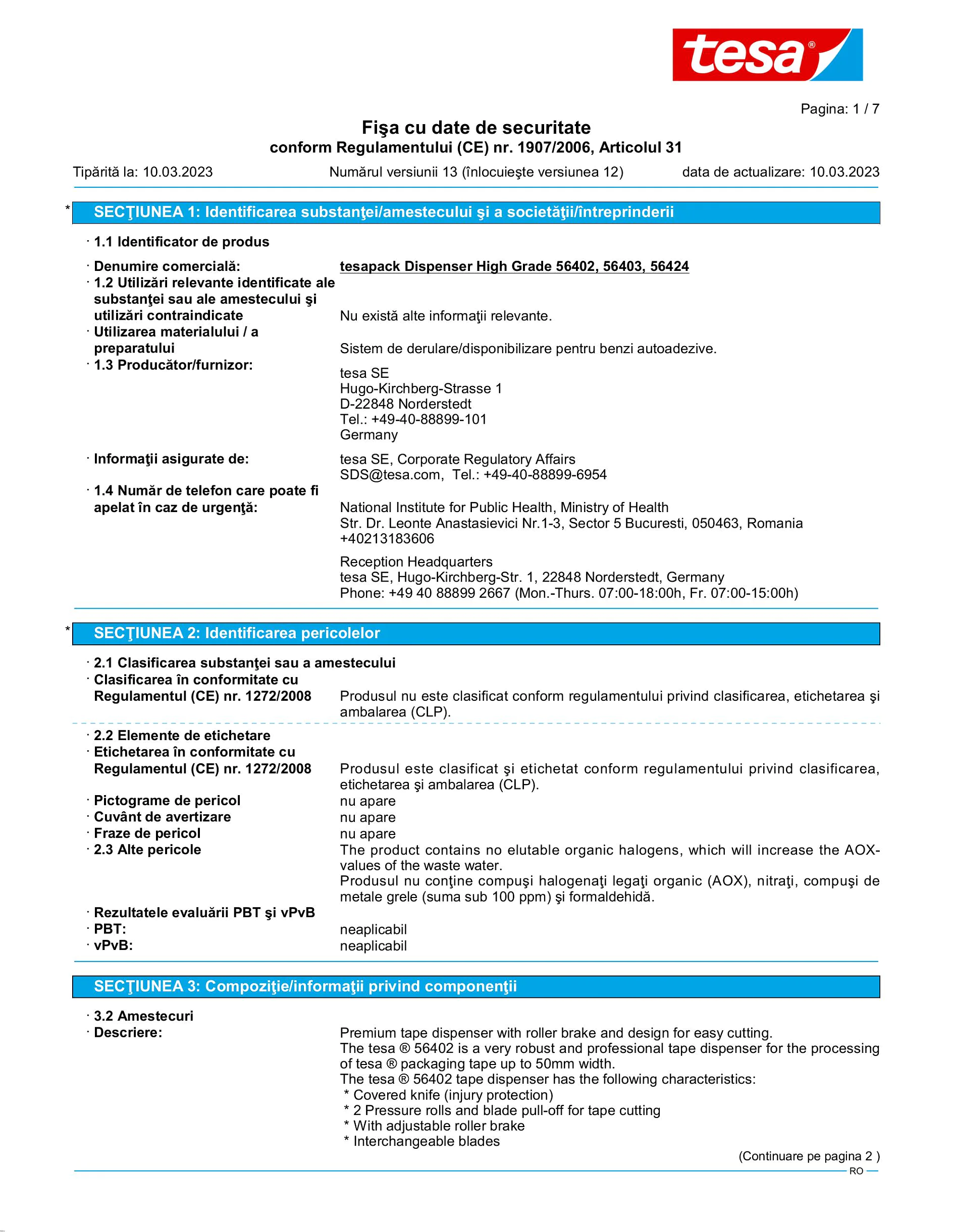 Safety data sheet_tesapack® 56403_ro-RO_v13
