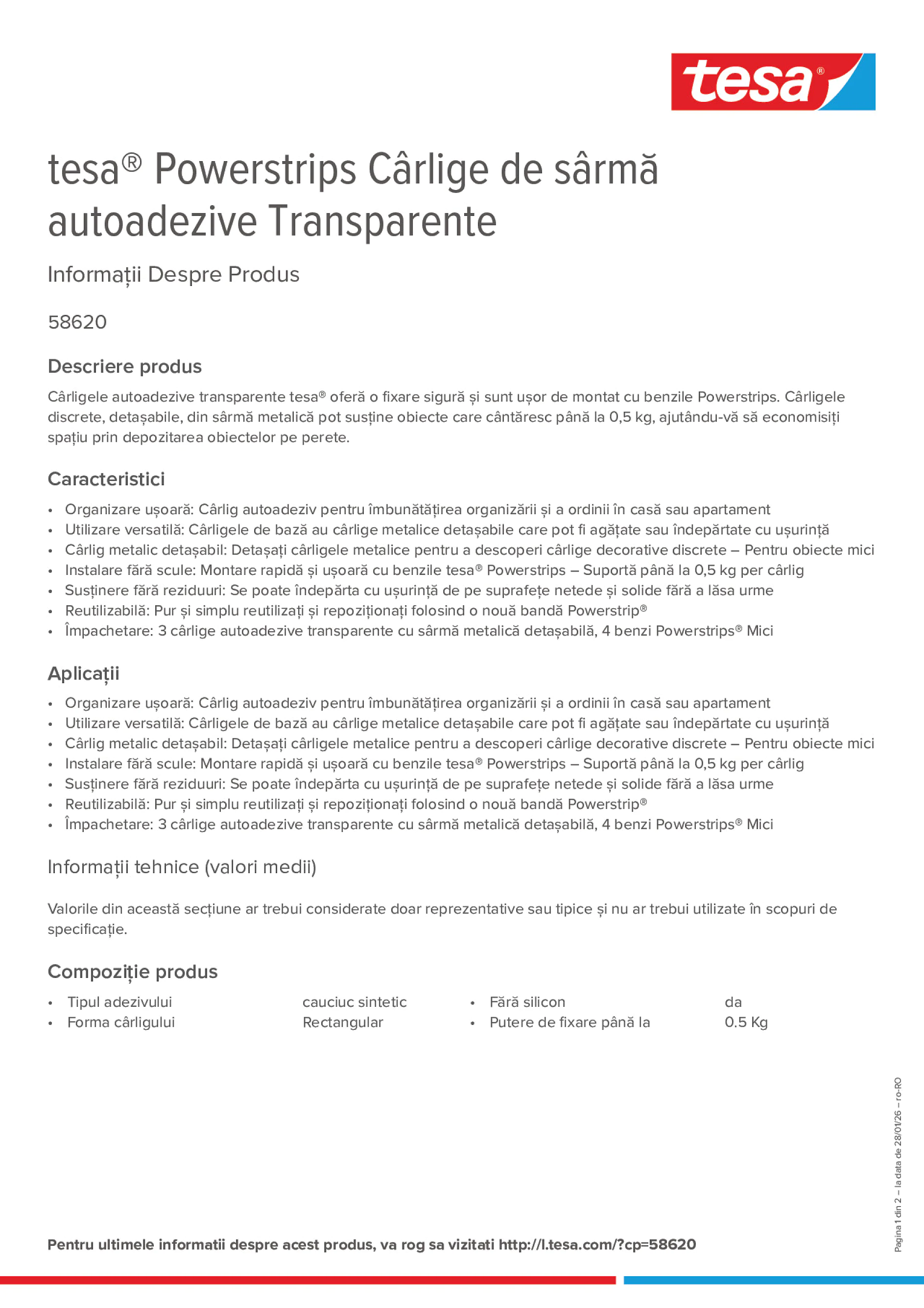 Product information_tesa® Powerstrips 58620_ro-RO